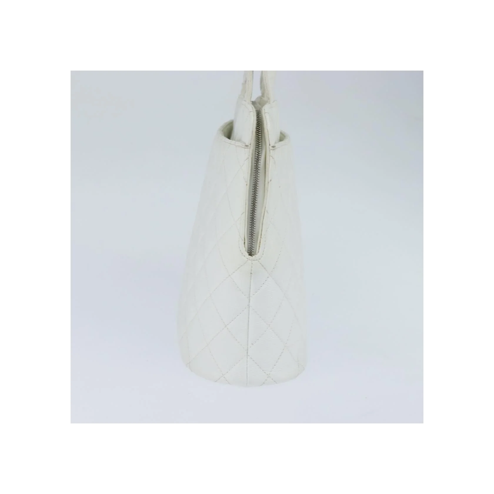 Sac Bowler Zippé Chanel Vintage Cc - White - Image 4