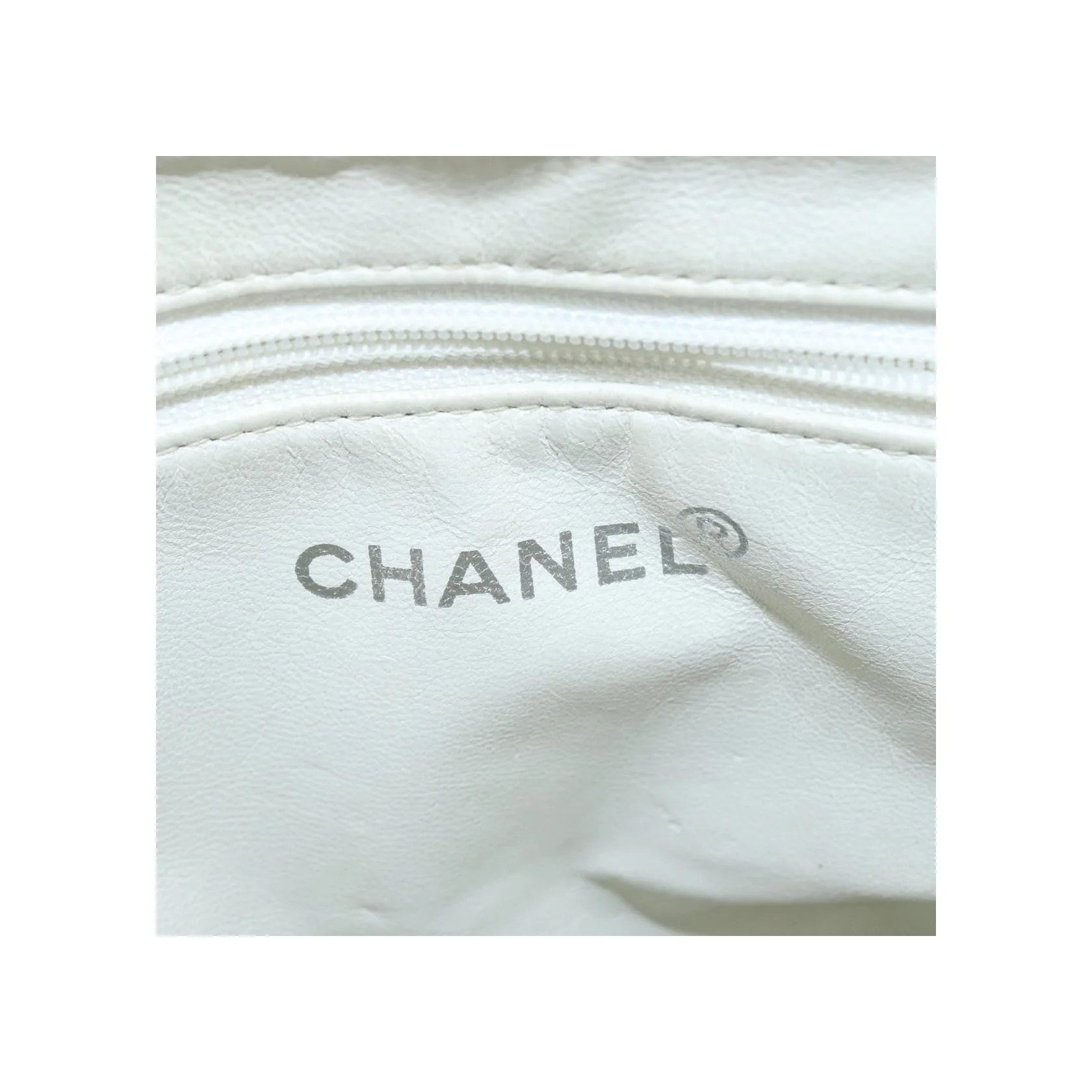 Sac Bowler Zippé Chanel Vintage Cc - White - Image 6