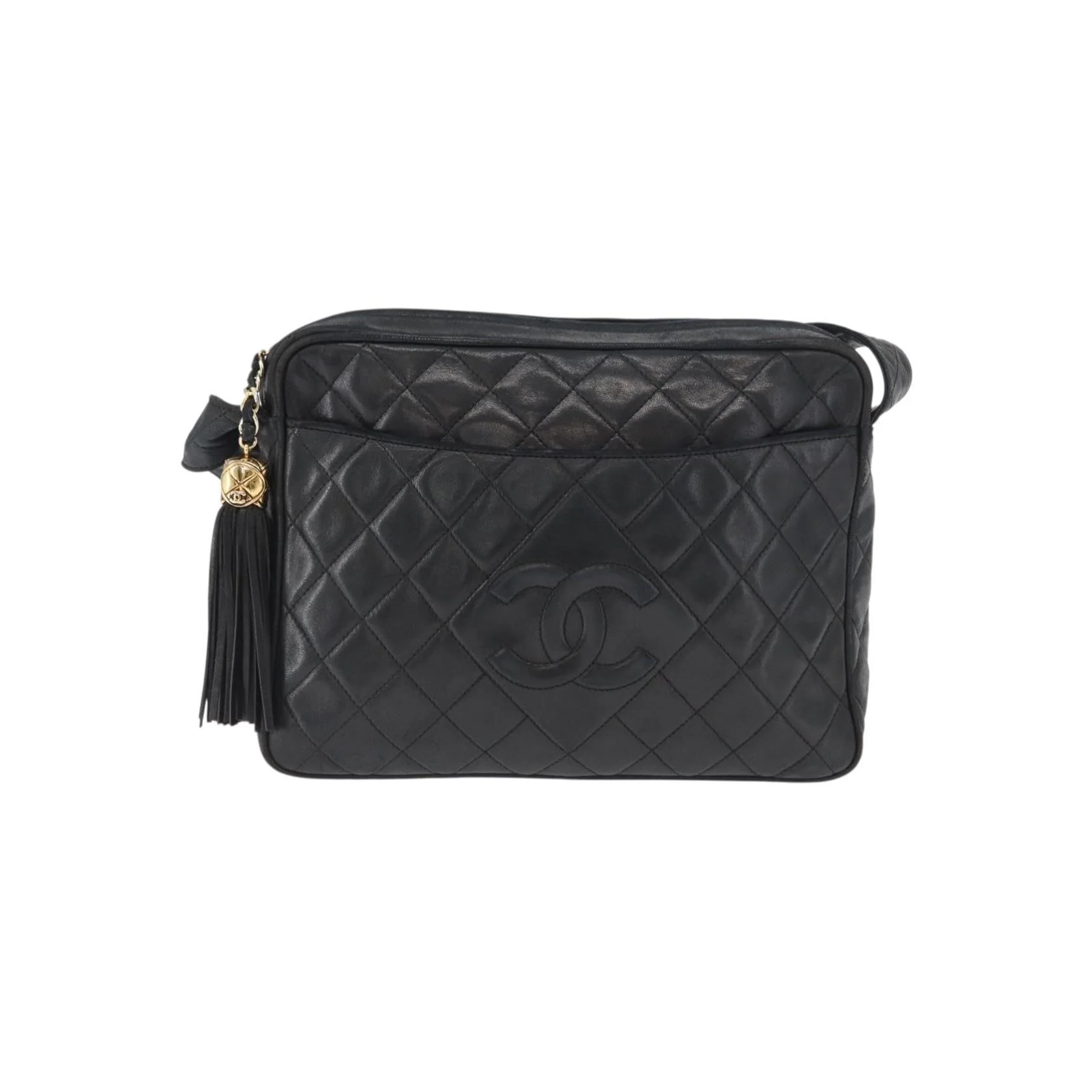 Sac Caméra À Poche Avant Chanel Vintage - Black - Image 2