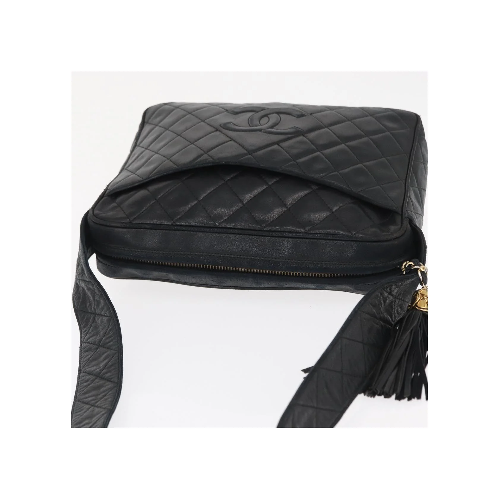 Sac Caméra À Poche Avant Chanel Vintage - Black - Image 6