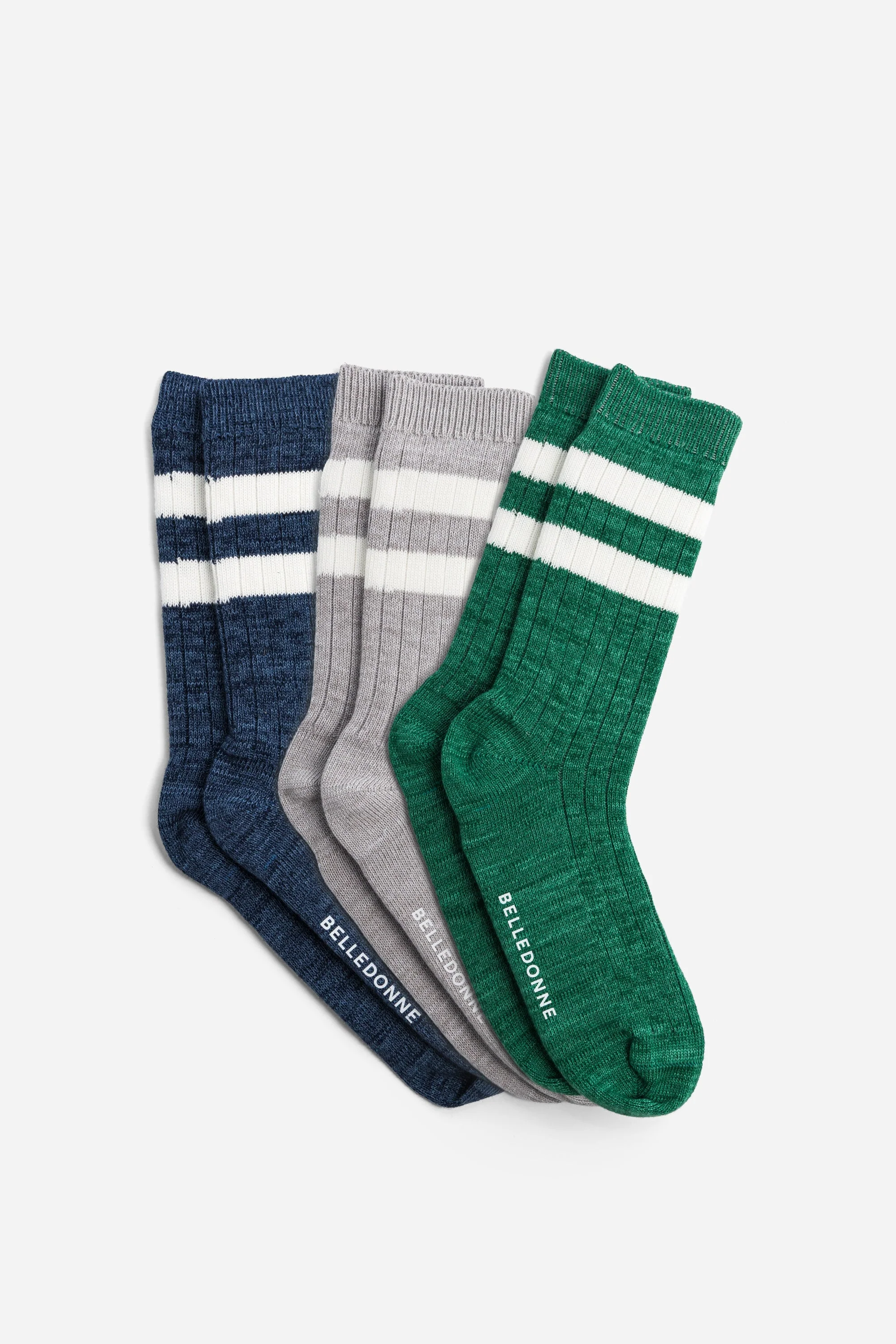 Chaussettes texturées double bandes - Gris - Image 4