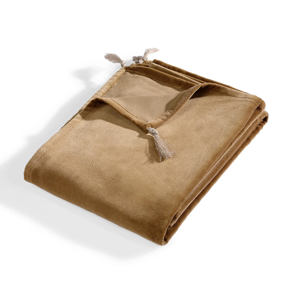 Chemin De Lit - Velours De Coton - Camel - Danube - Image 2