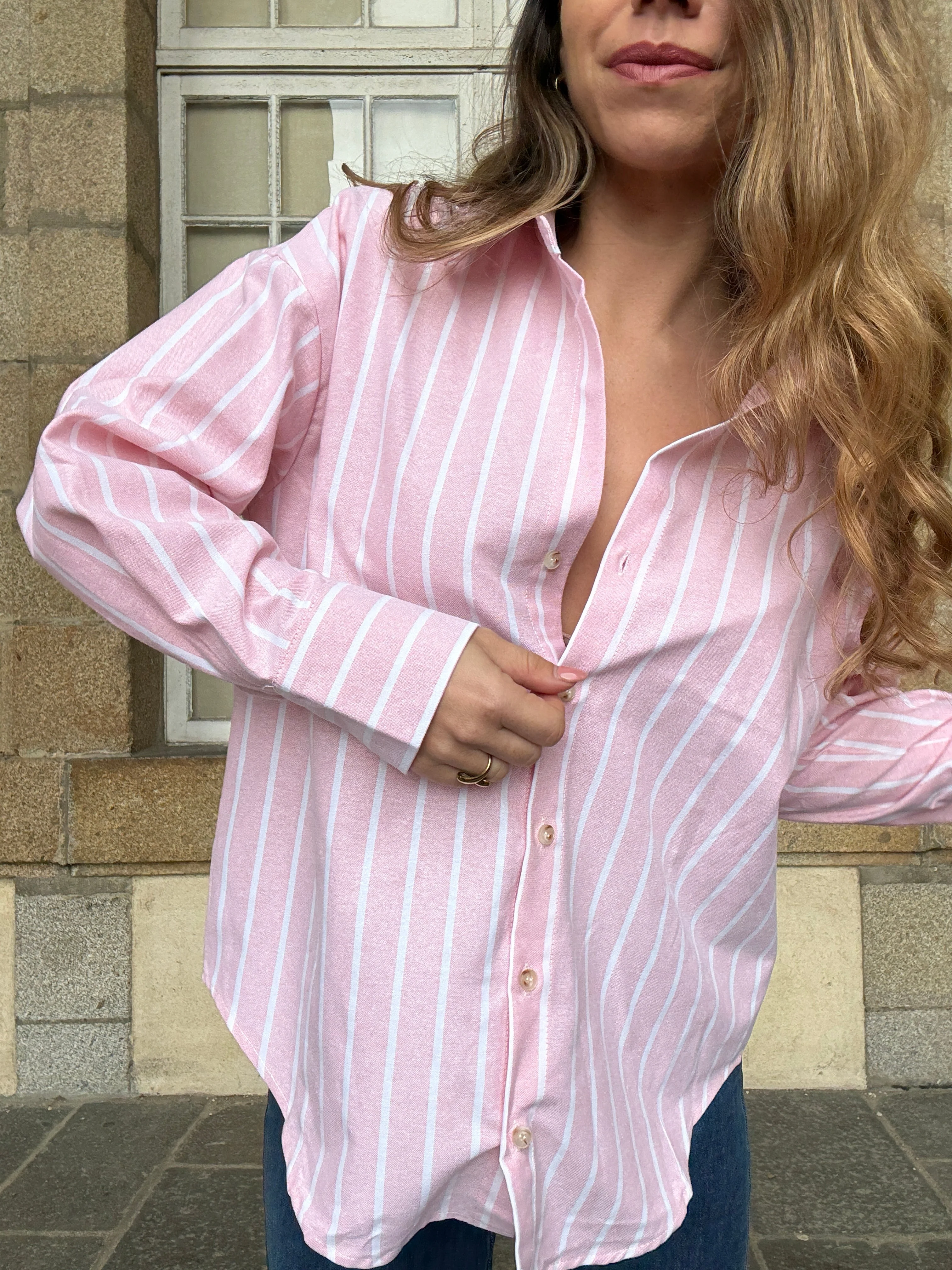 Chemise À Rayures Baby Pink - Image 2