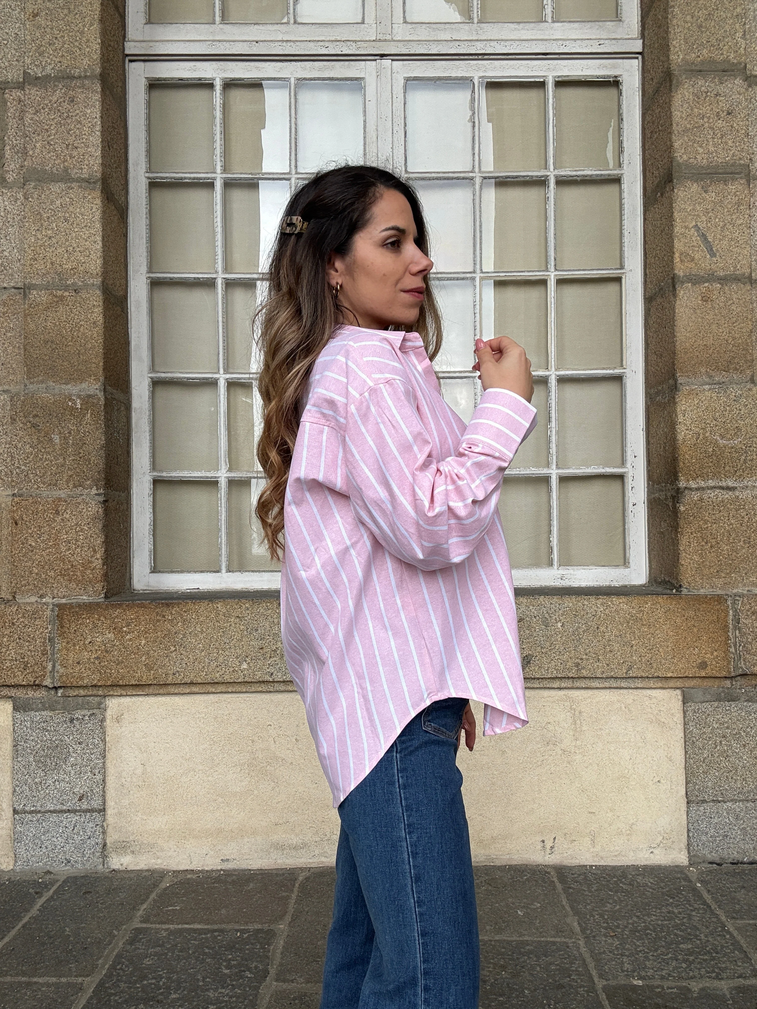 Chemise À Rayures Baby Pink - Image 4