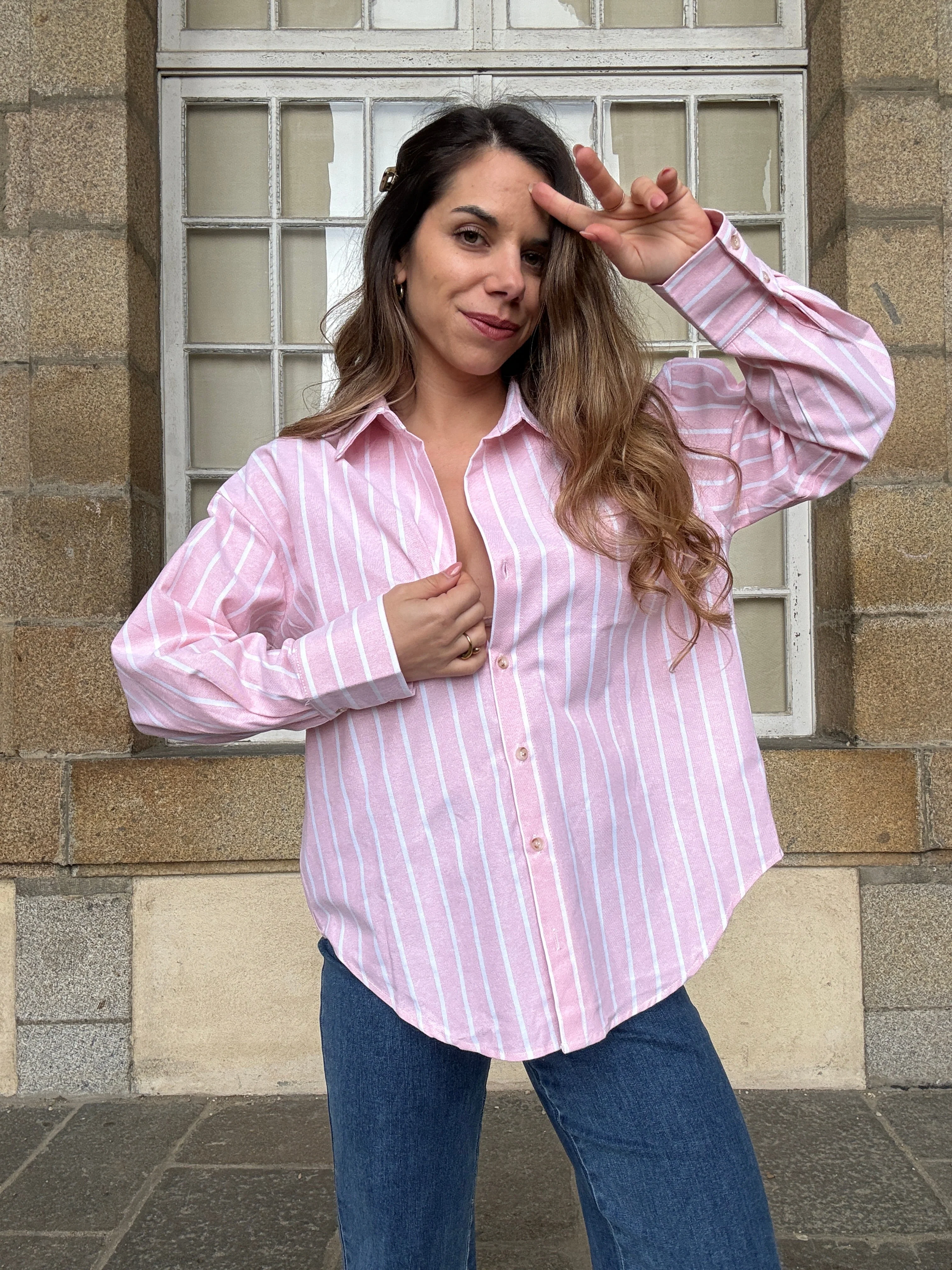 Chemise À Rayures Baby Pink - Image 5