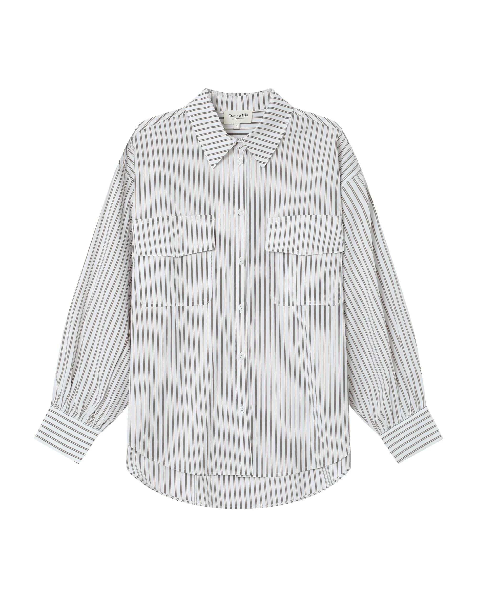 Chemise A Rayures Greige Sorbet - Image 6