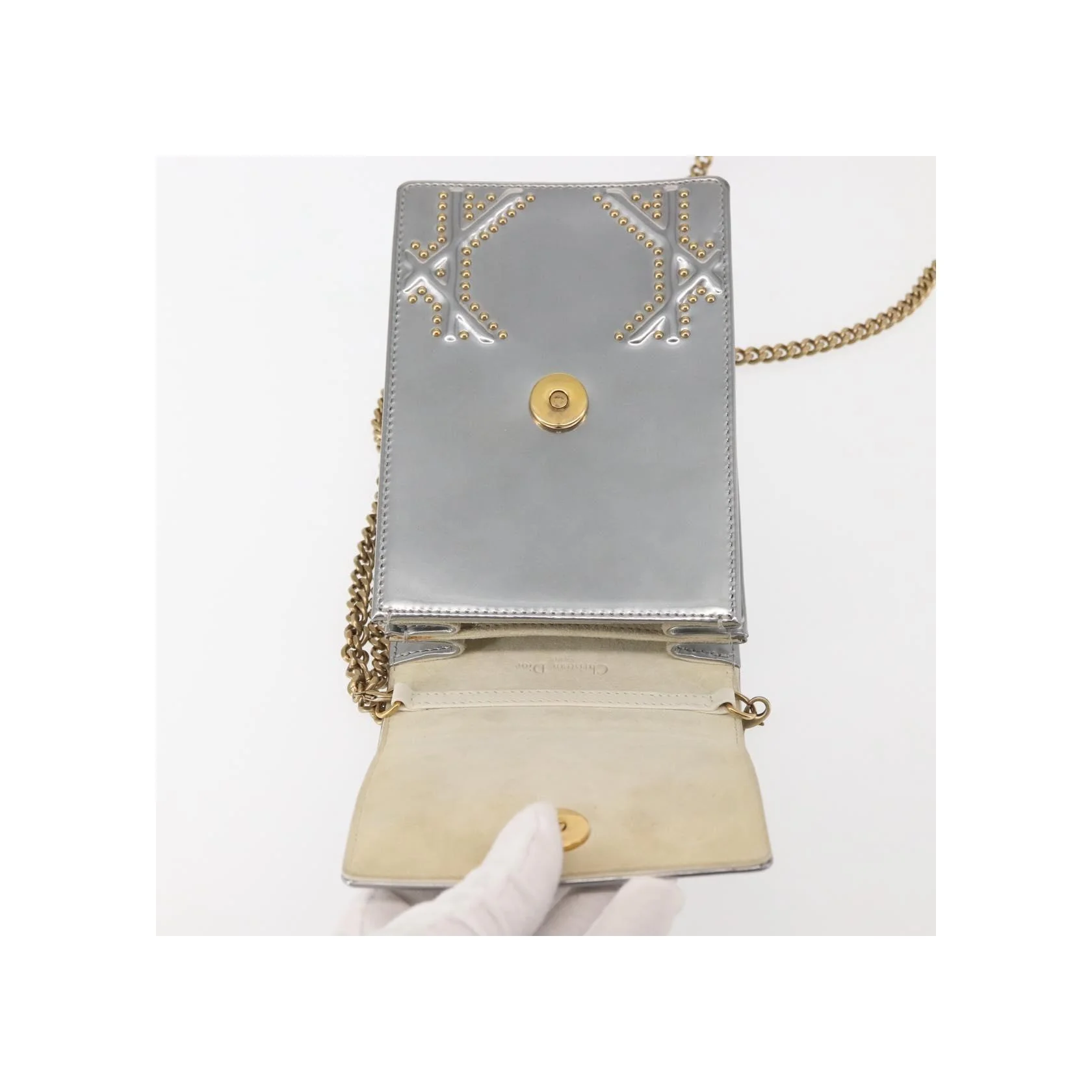 Pochette Verticale À Chaîne Christian Dior Diorama Ultra Matte - Silver - Image 23