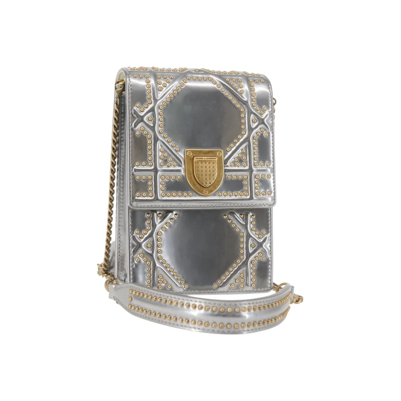 Pochette Verticale À Chaîne Christian Dior Diorama Ultra Matte - Silver - Image 24