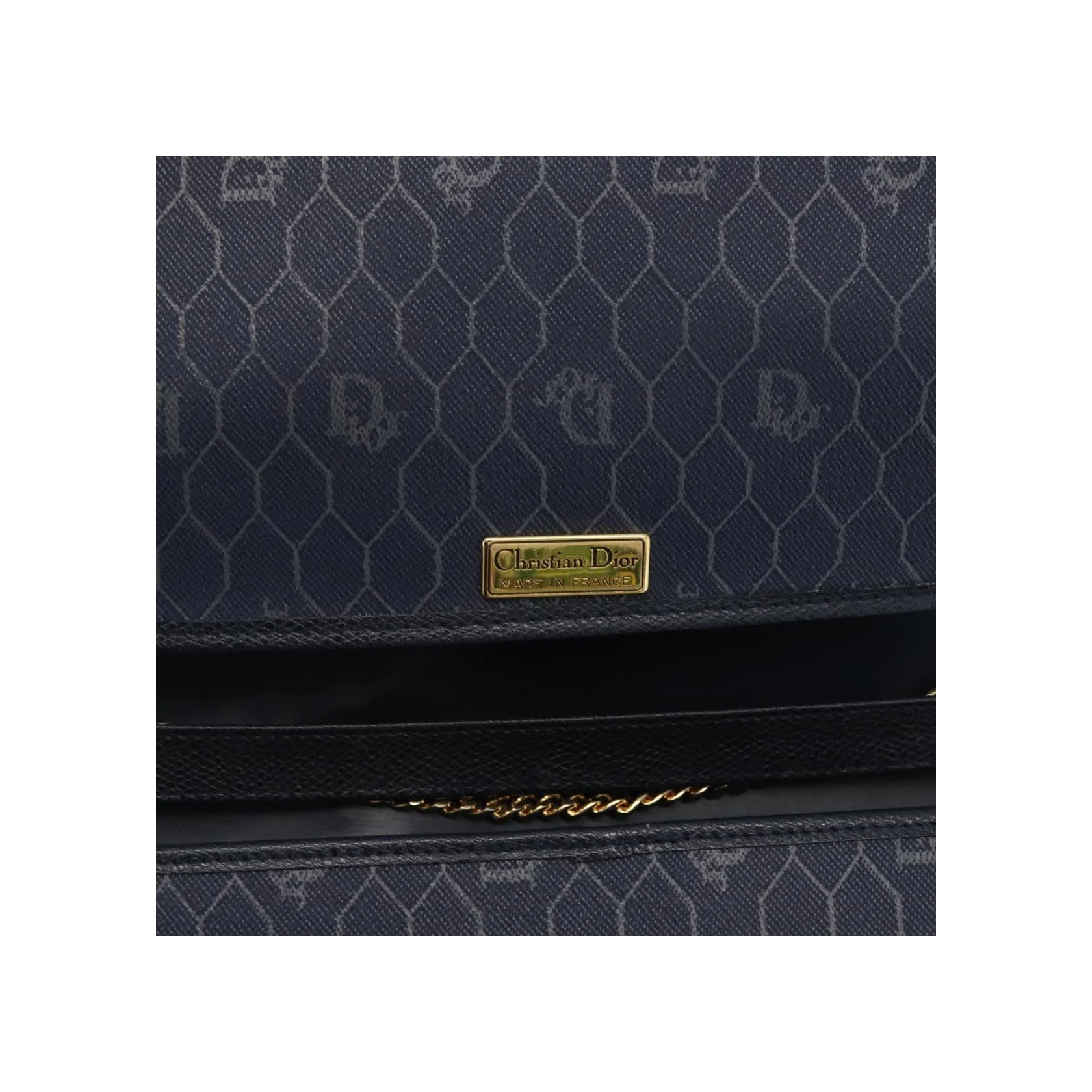 Sac À Bandoulière Christian Dior Vintage À Rabat Chaîne - Navy - Image 6