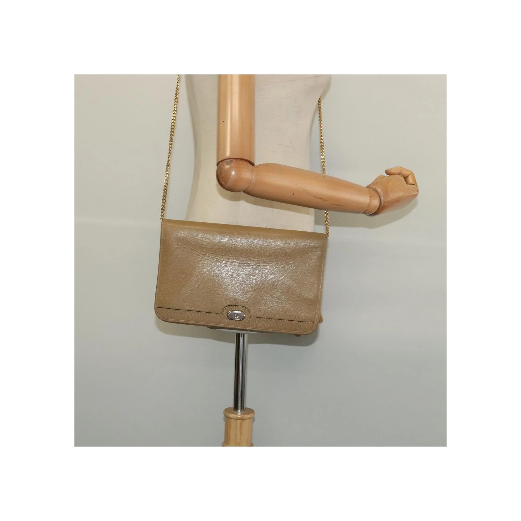 Sac À Bandoulière Christian Dior Vintage À Rabat Chaîne - Beige - Image 13