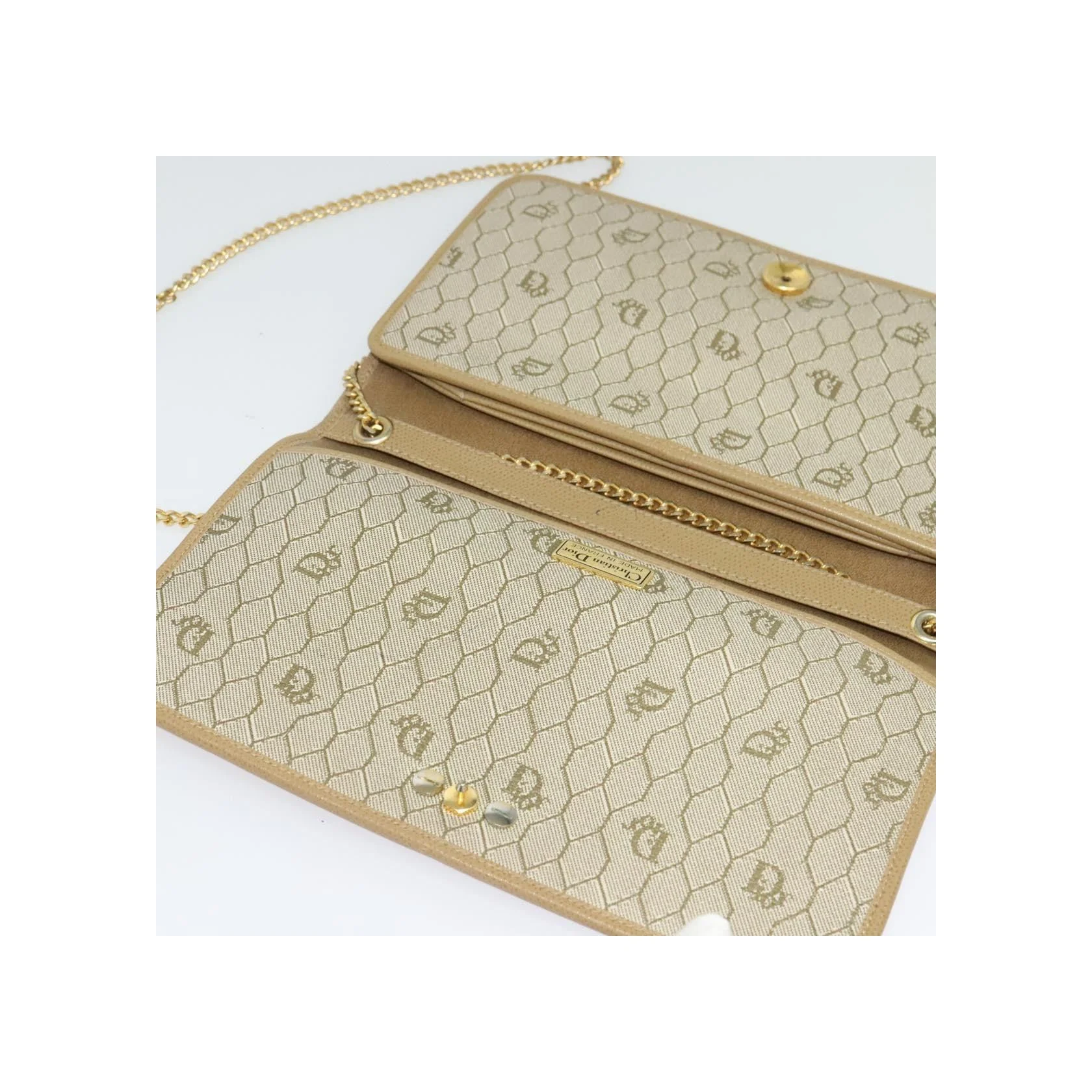 Sac À Bandoulière Christian Dior Vintage À Rabat Chaîne - Beige - Image 16