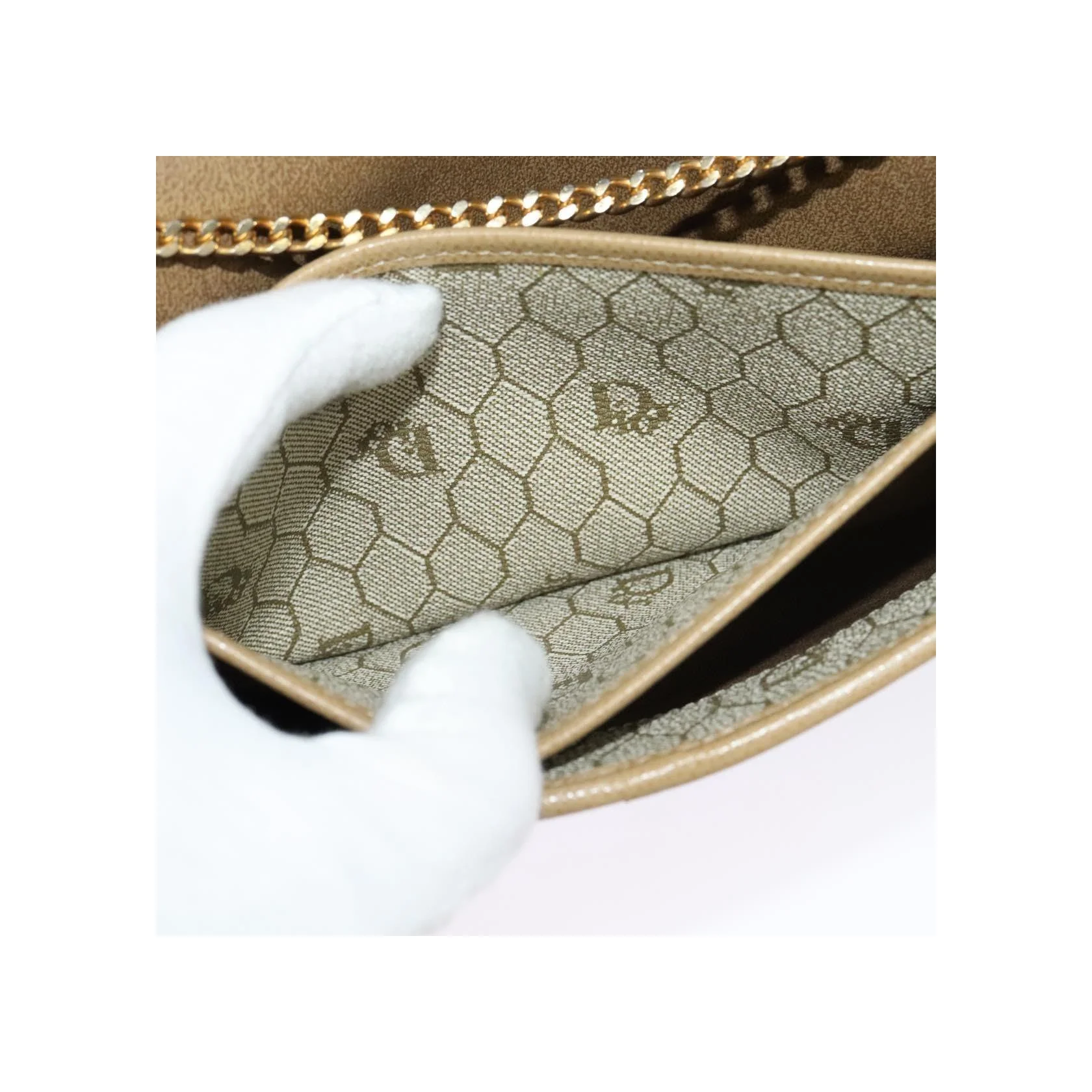 Sac À Bandoulière Christian Dior Vintage À Rabat Chaîne - Beige - Image 17