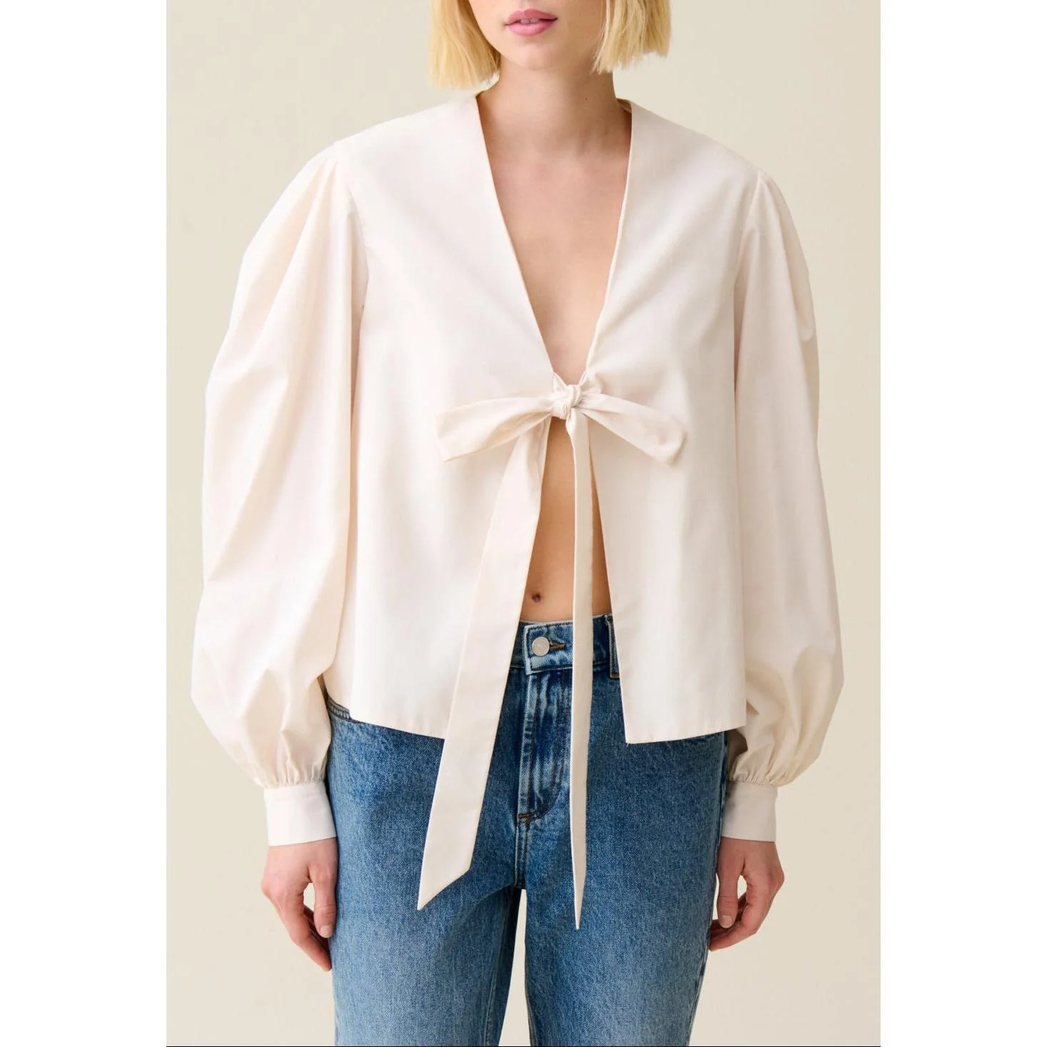 Blouse Col V À Nouer - Image 2