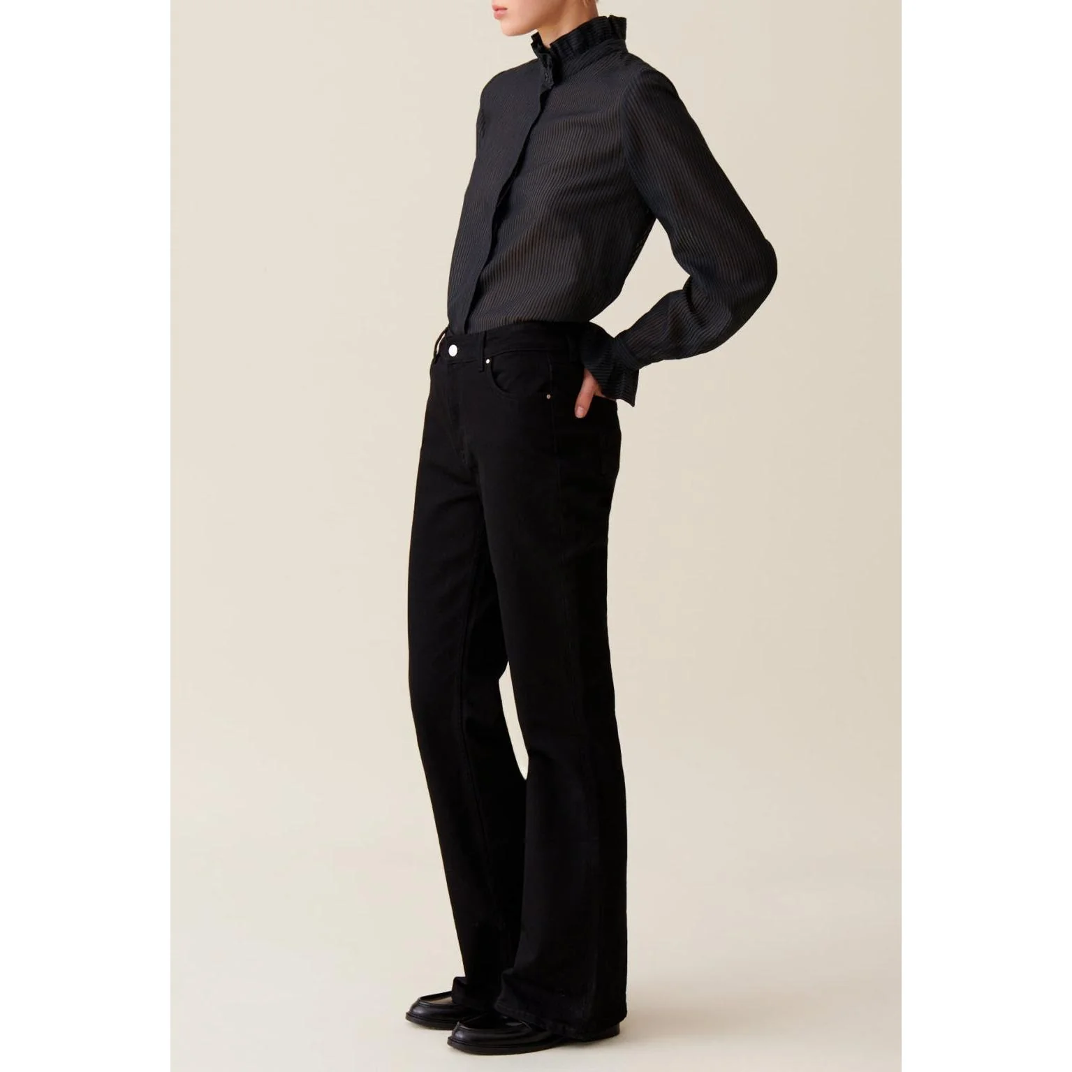 Chemise Fluide Col Volanté Rayures - Image 3