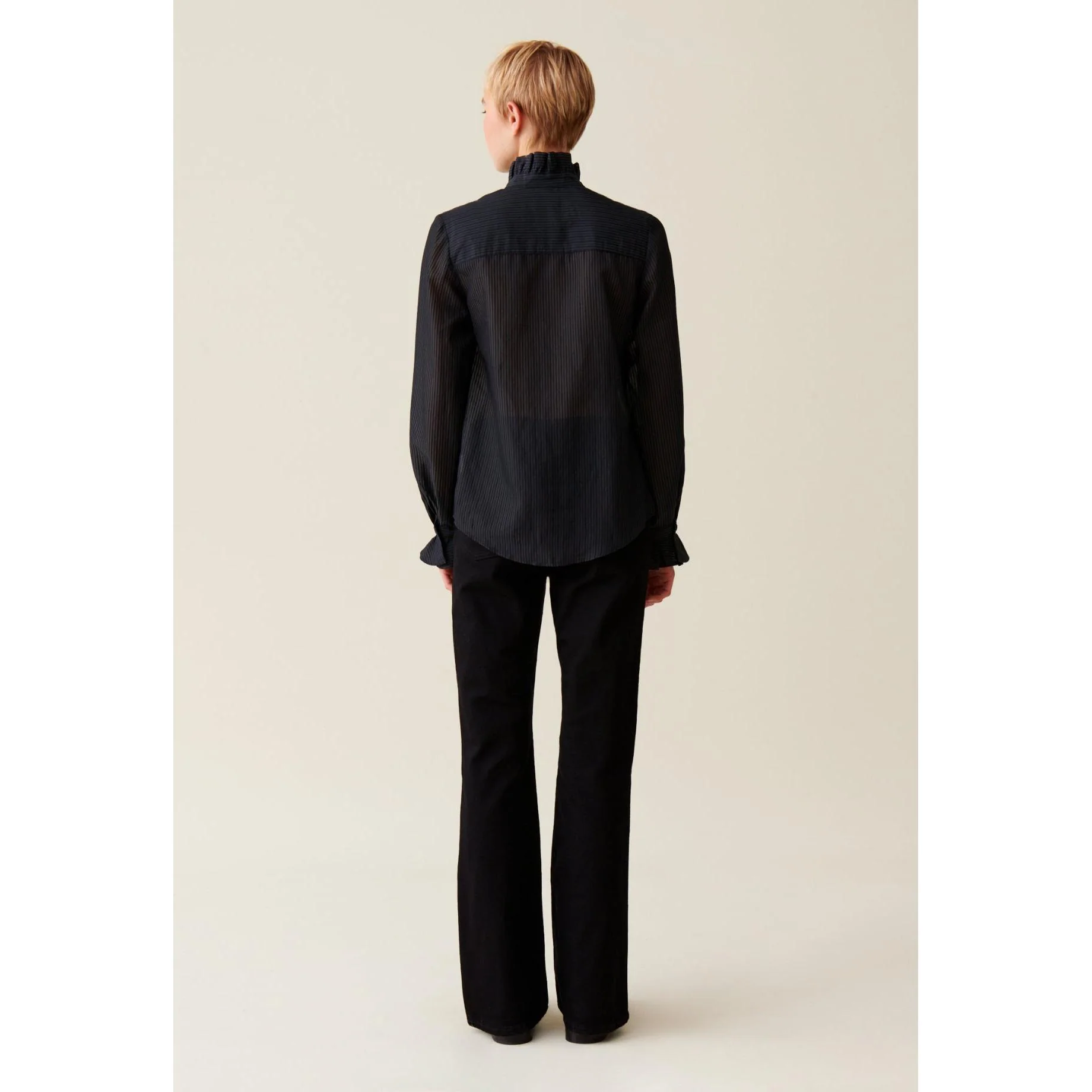 Chemise Fluide Col Volanté Rayures - Image 6