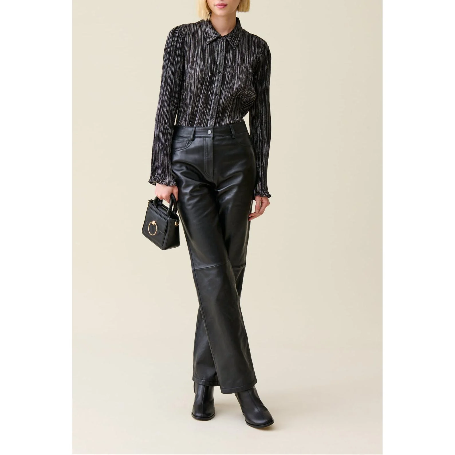 Blouse Plissée Fluide Argentée - Image 2