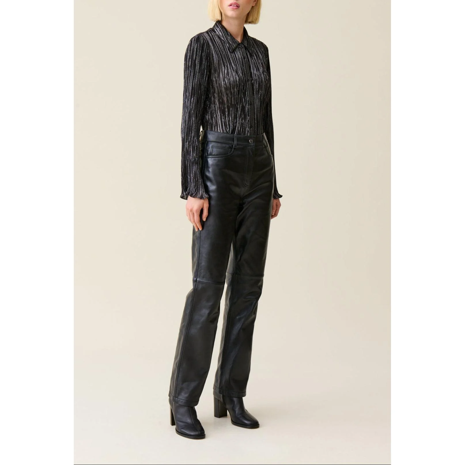 Blouse Plissée Fluide Argentée - Image 3