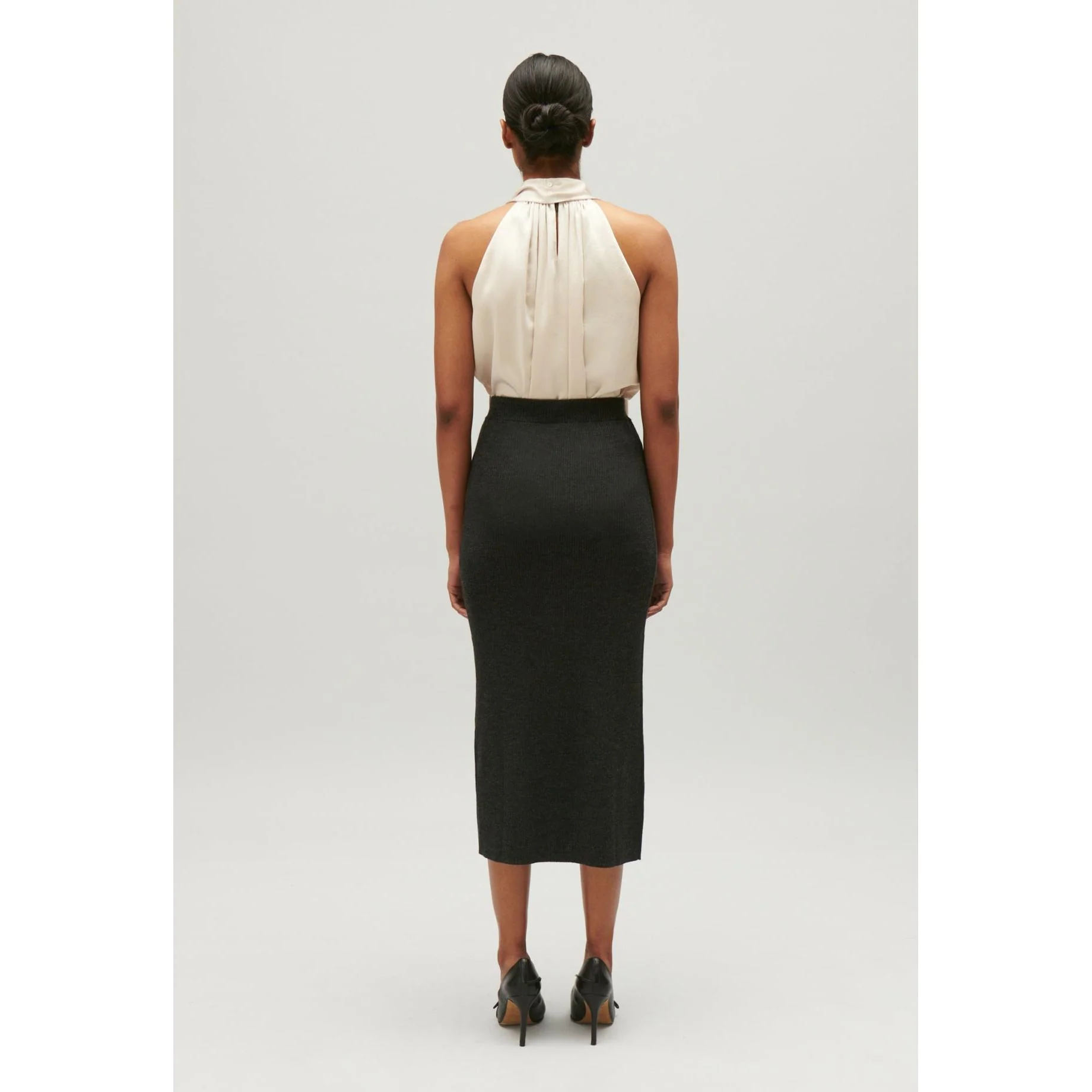 Jupe Longue Maille Gris Chiné - Image 4