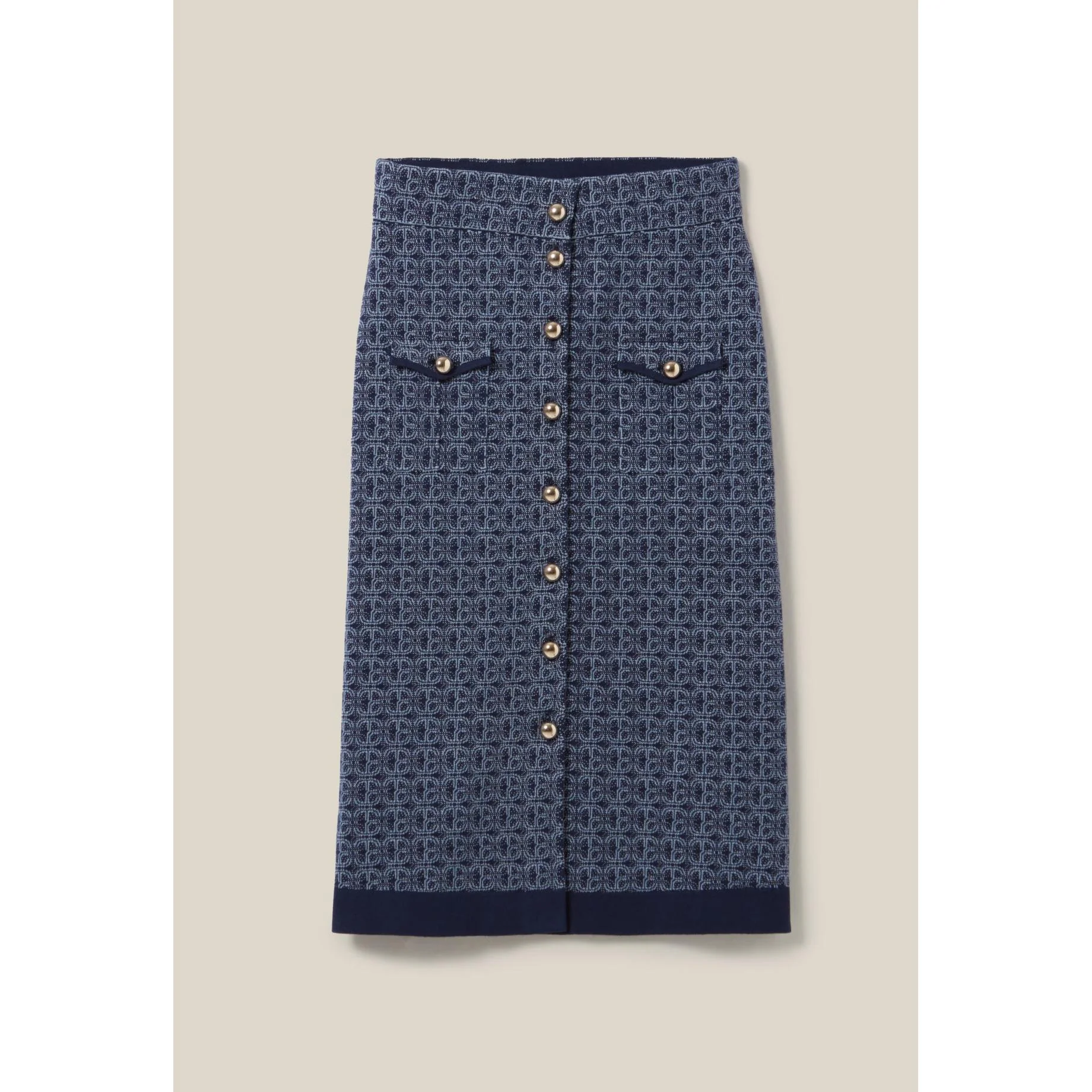 Jupe Monogramme Taille Haute Marine - Image 2