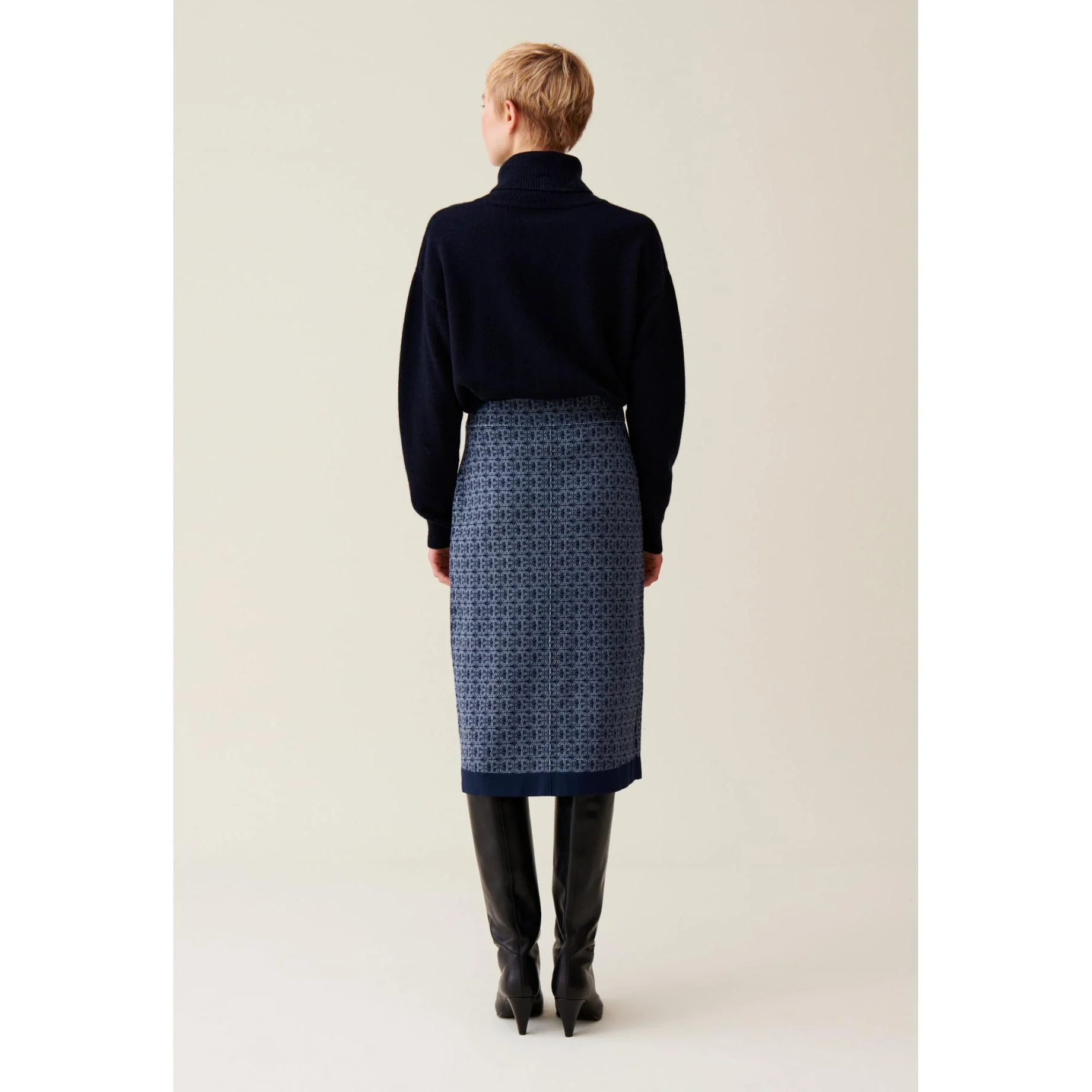 Jupe Monogramme Taille Haute Marine - Image 6