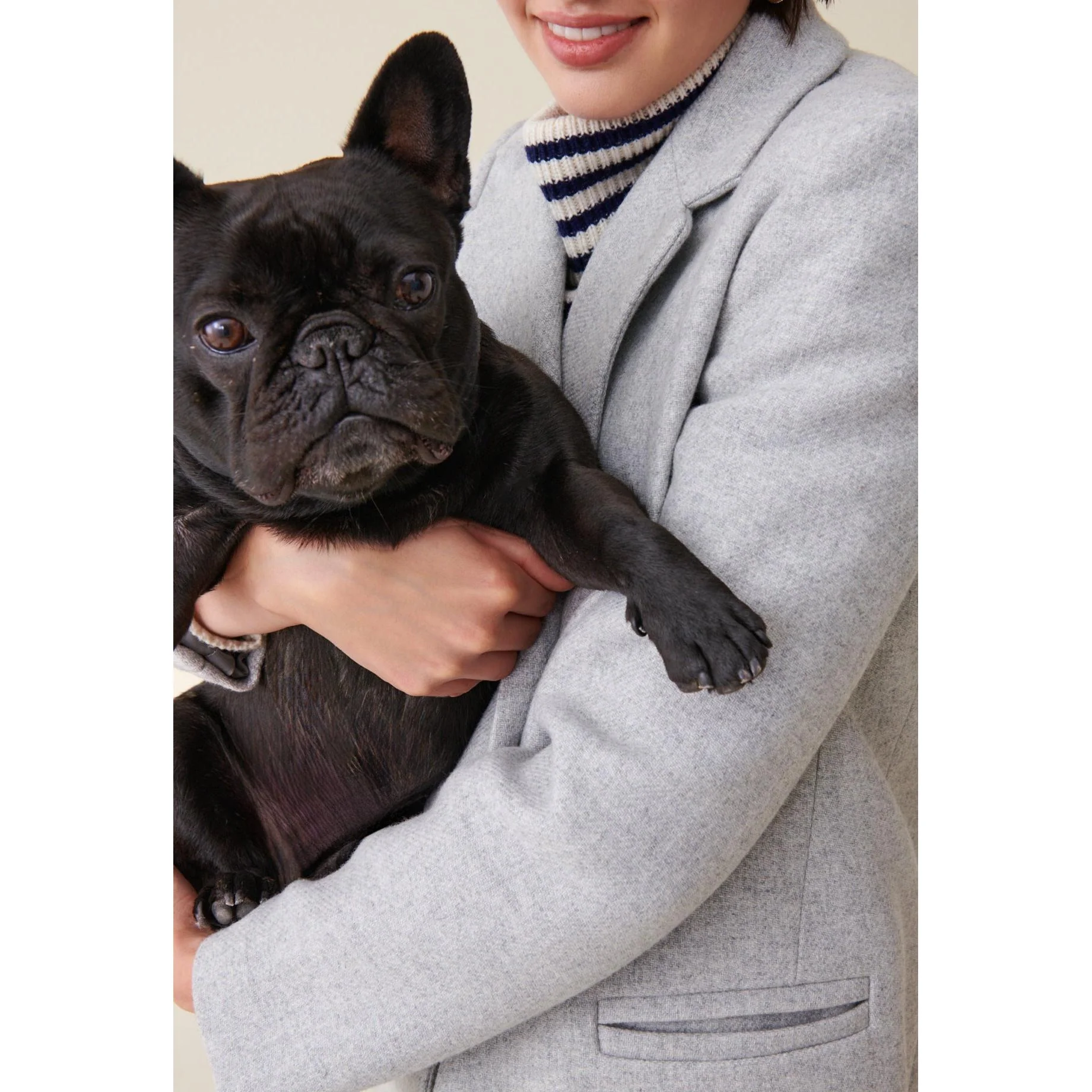 Manteau Mi-Long Tailleur Gris Clair - Image 3