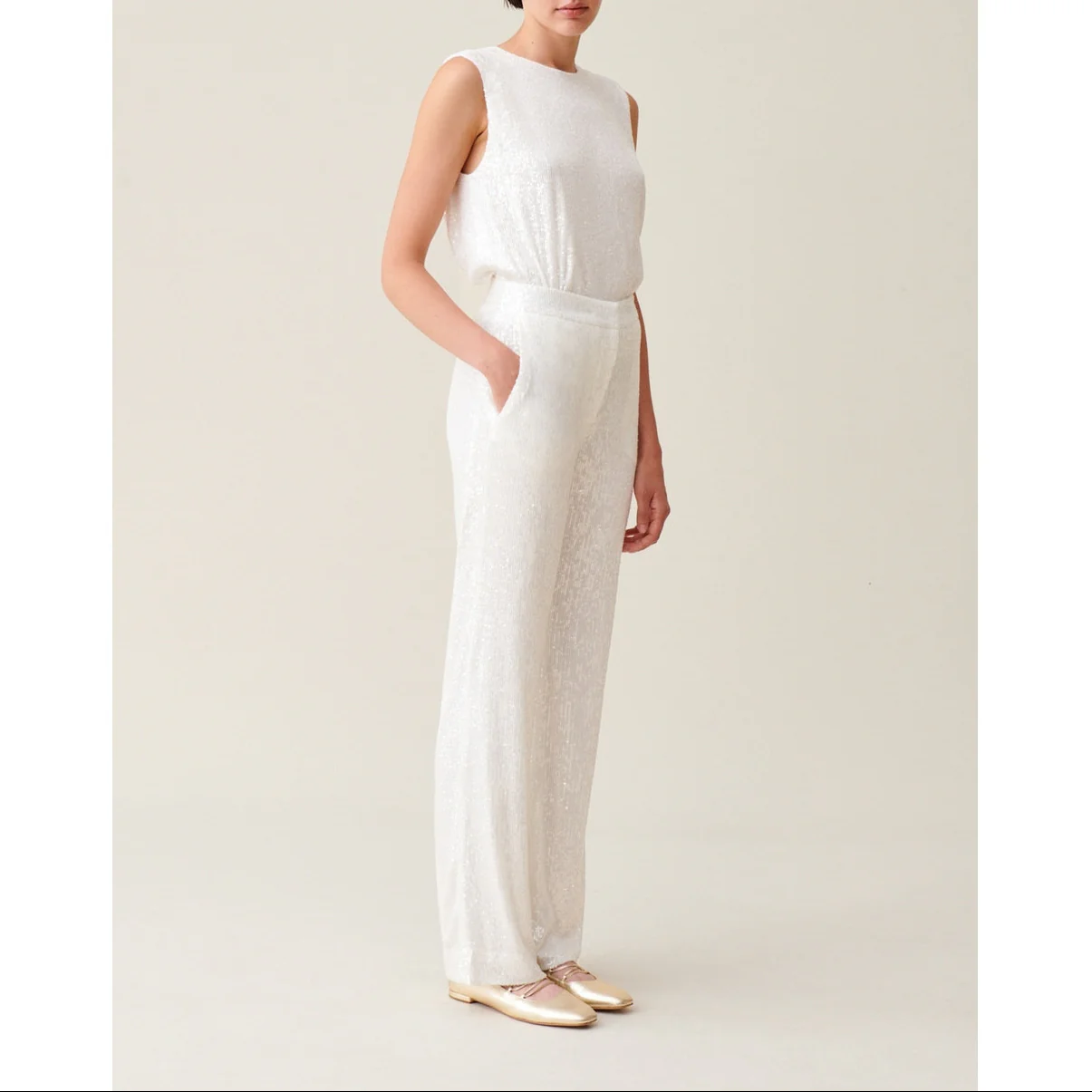 Pantalon Paillette Blanc - Image 3