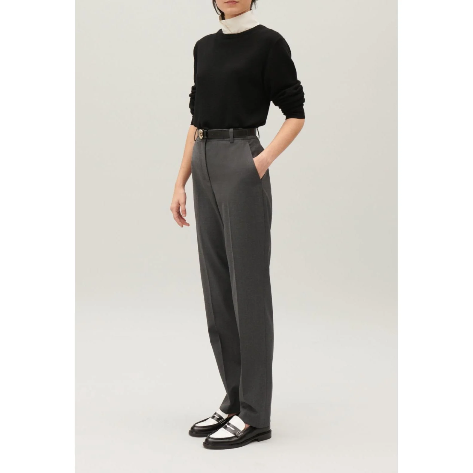Pantalon Tailleur Gris Chiné - Image 4