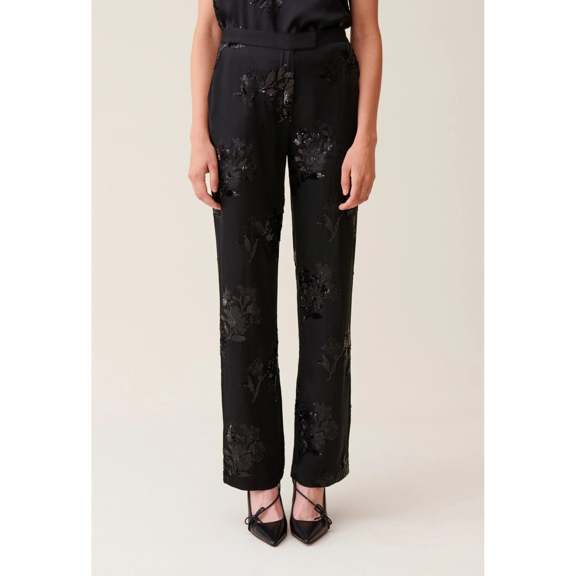 Pantalon Sequins Brodés Noir - Image 3