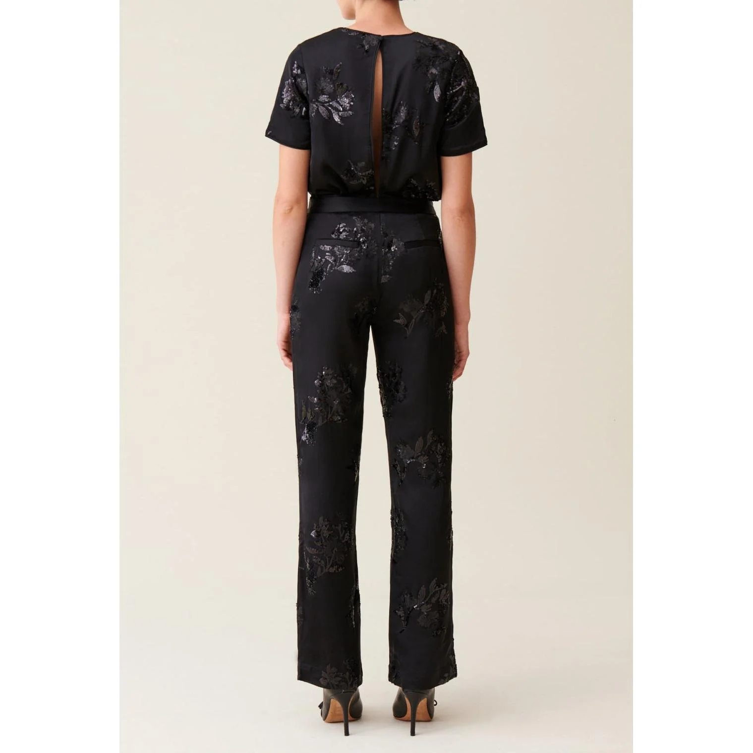 Pantalon Sequins Brodés Noir - Image 5