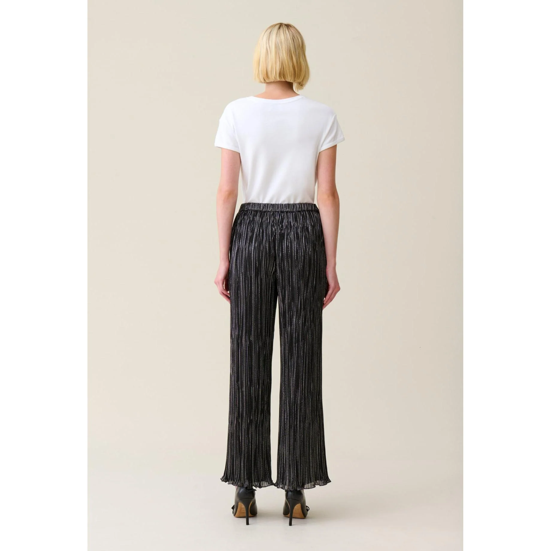 Pantalon Fluide Plissé Argenté - Image 4