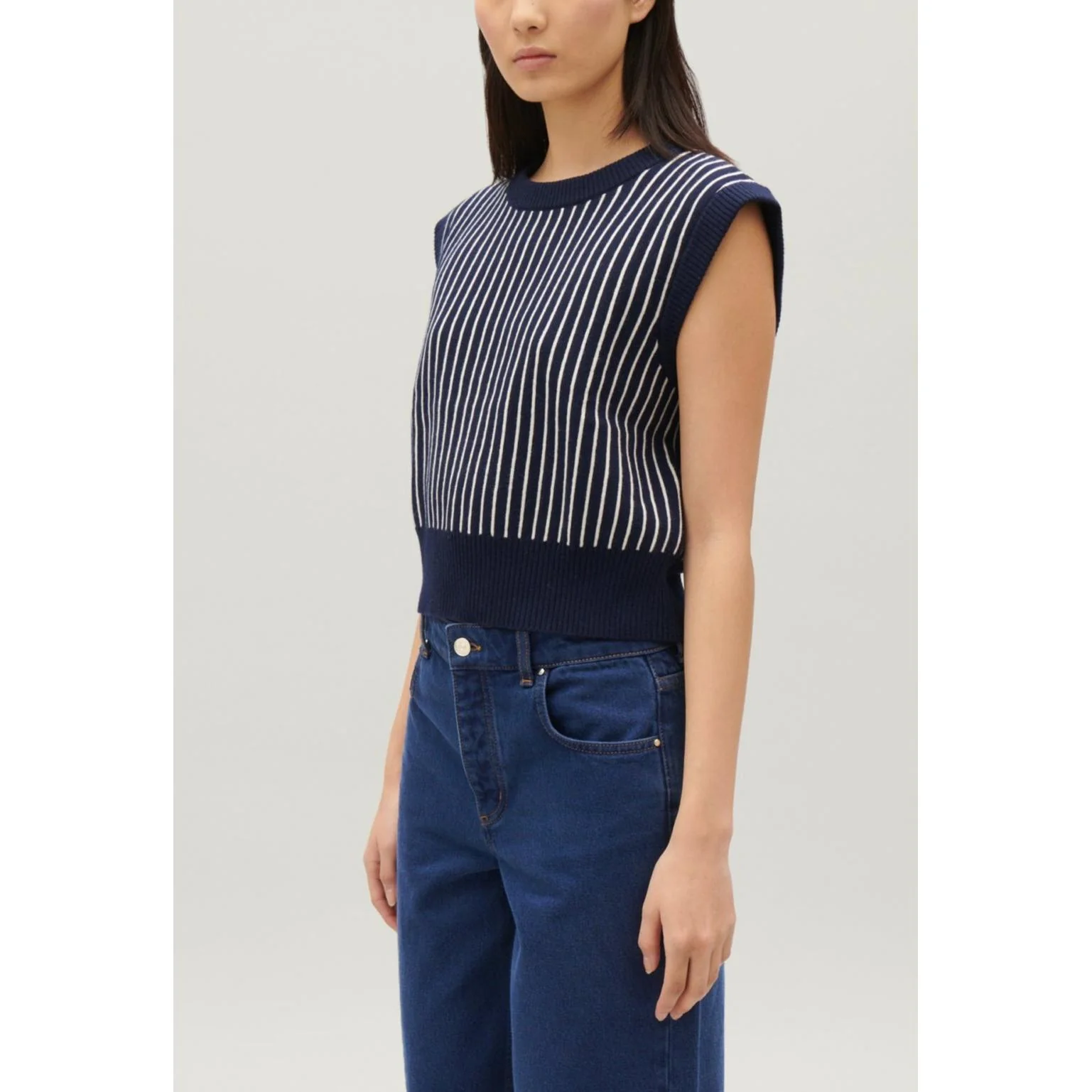 Pull Sans Manches Maille Rayée - Image 3