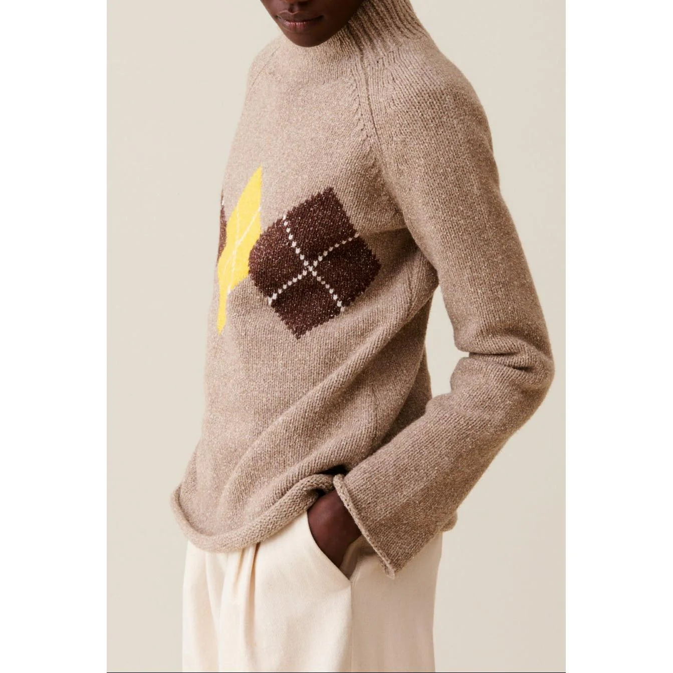 Pull Oversized Col Cheminée Motifs - Image 2
