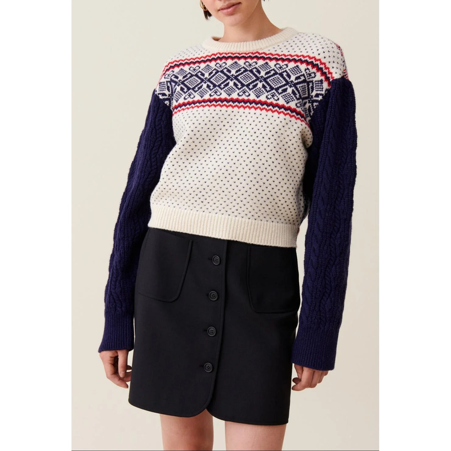 Pull Maille Motifs Col Rond - Image 2