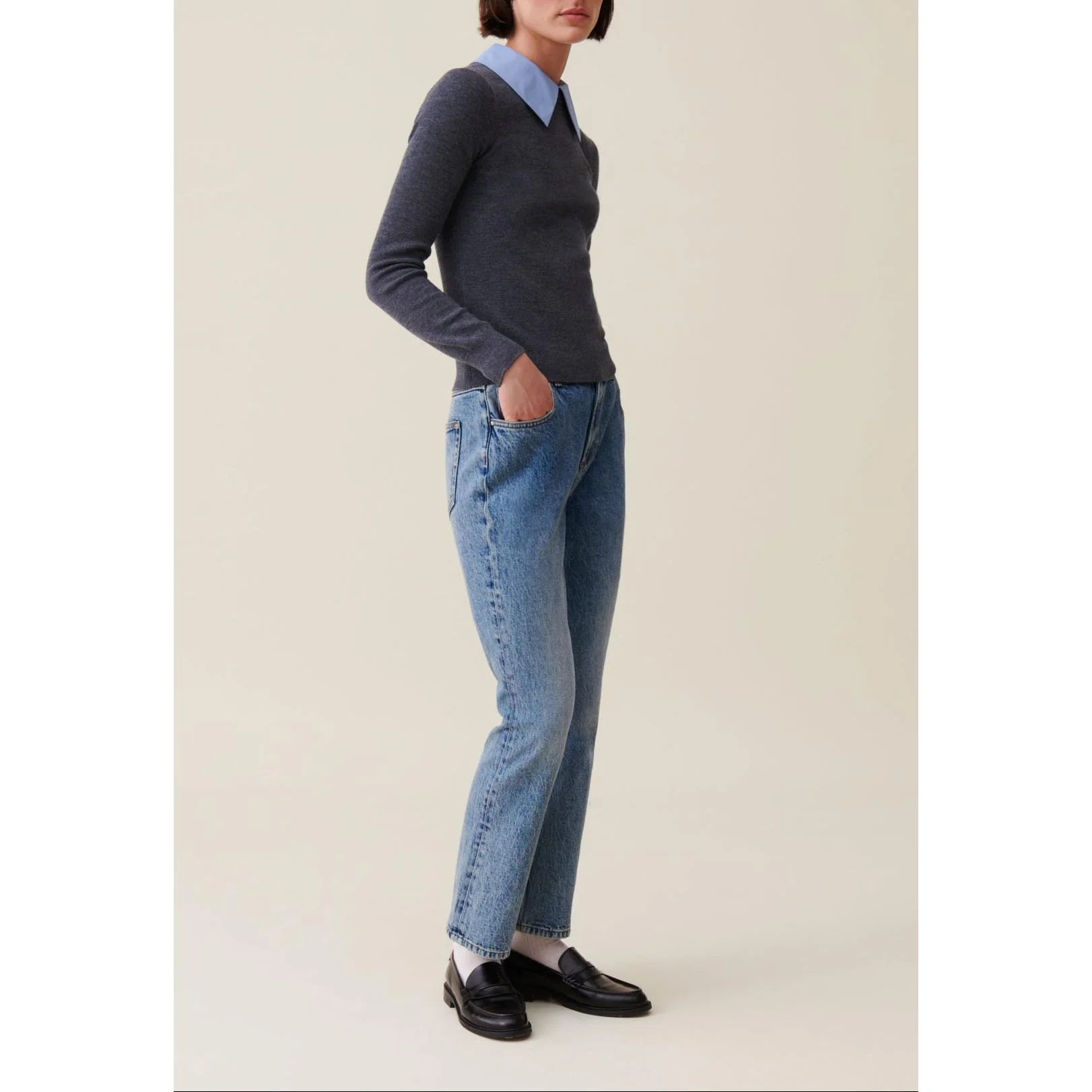 Pull Laine Col Chemise Amovible - Image 3