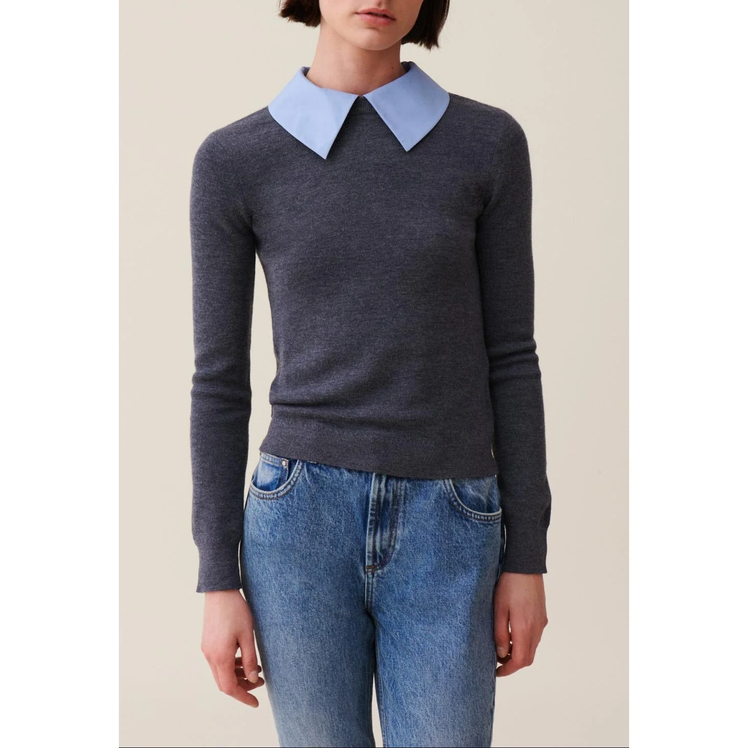 Pull Laine Col Chemise Amovible - Image 4