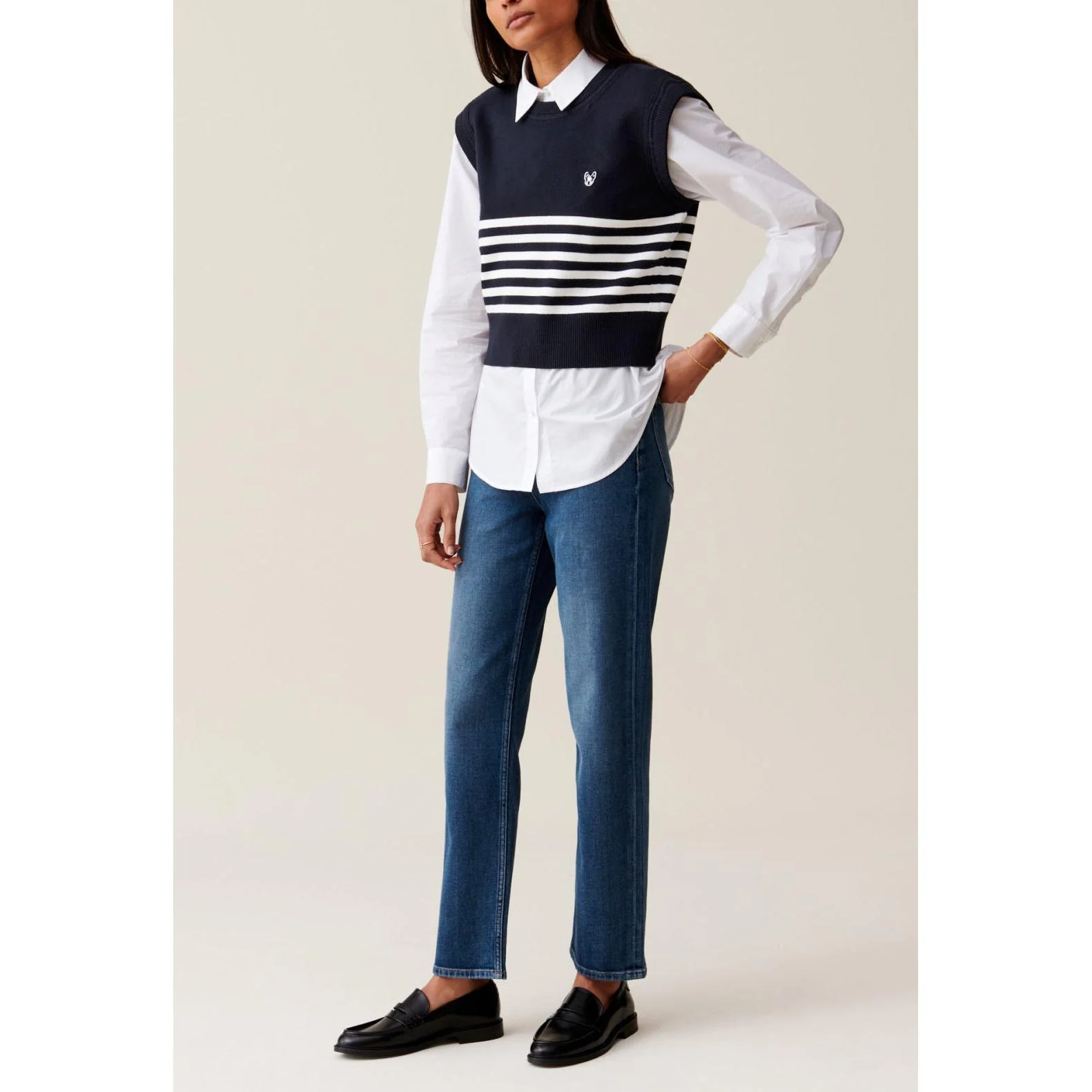 Pull Jean Toto Rayé Sans Manches - Image 2