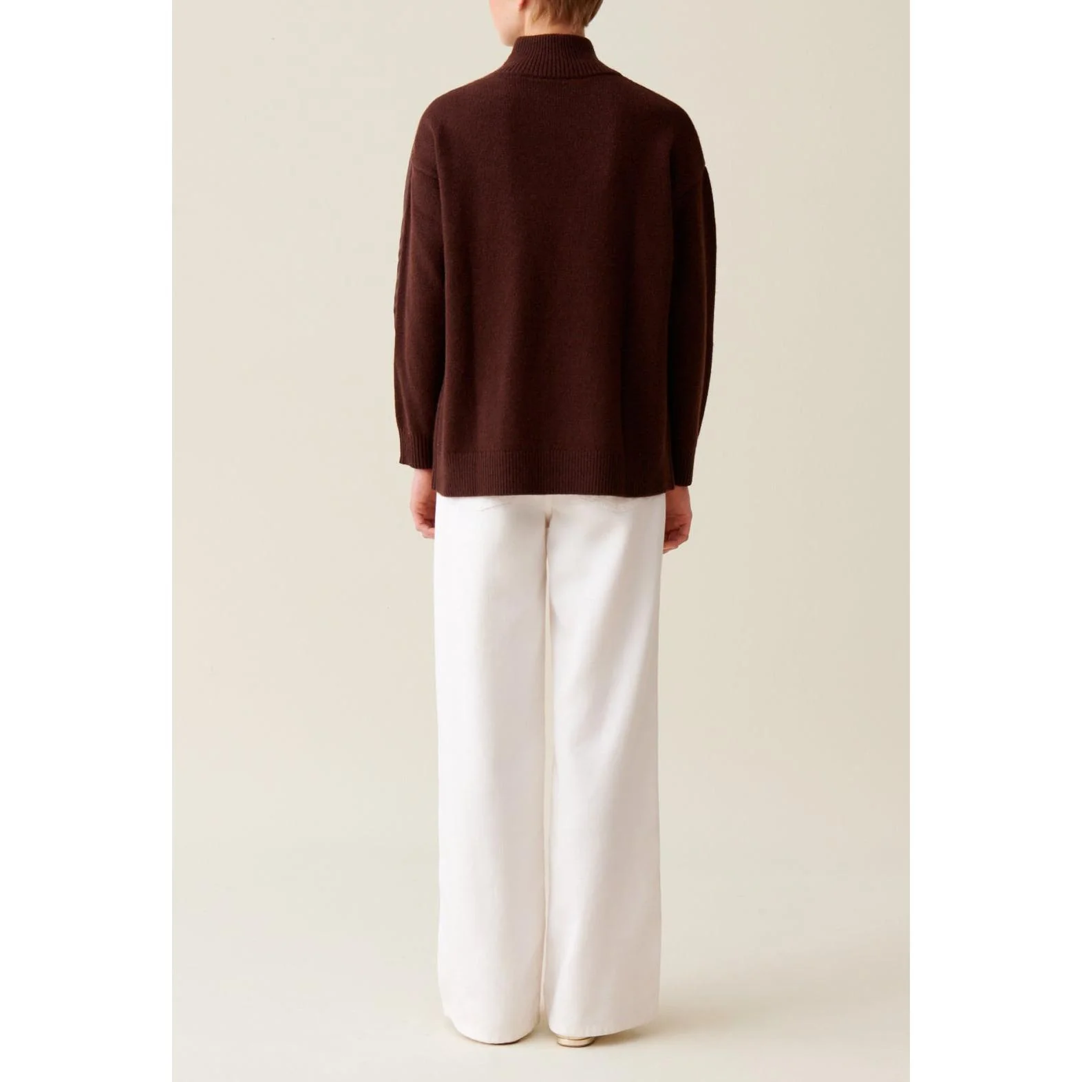 Pull Col Montant Zippé Marron - Image 5