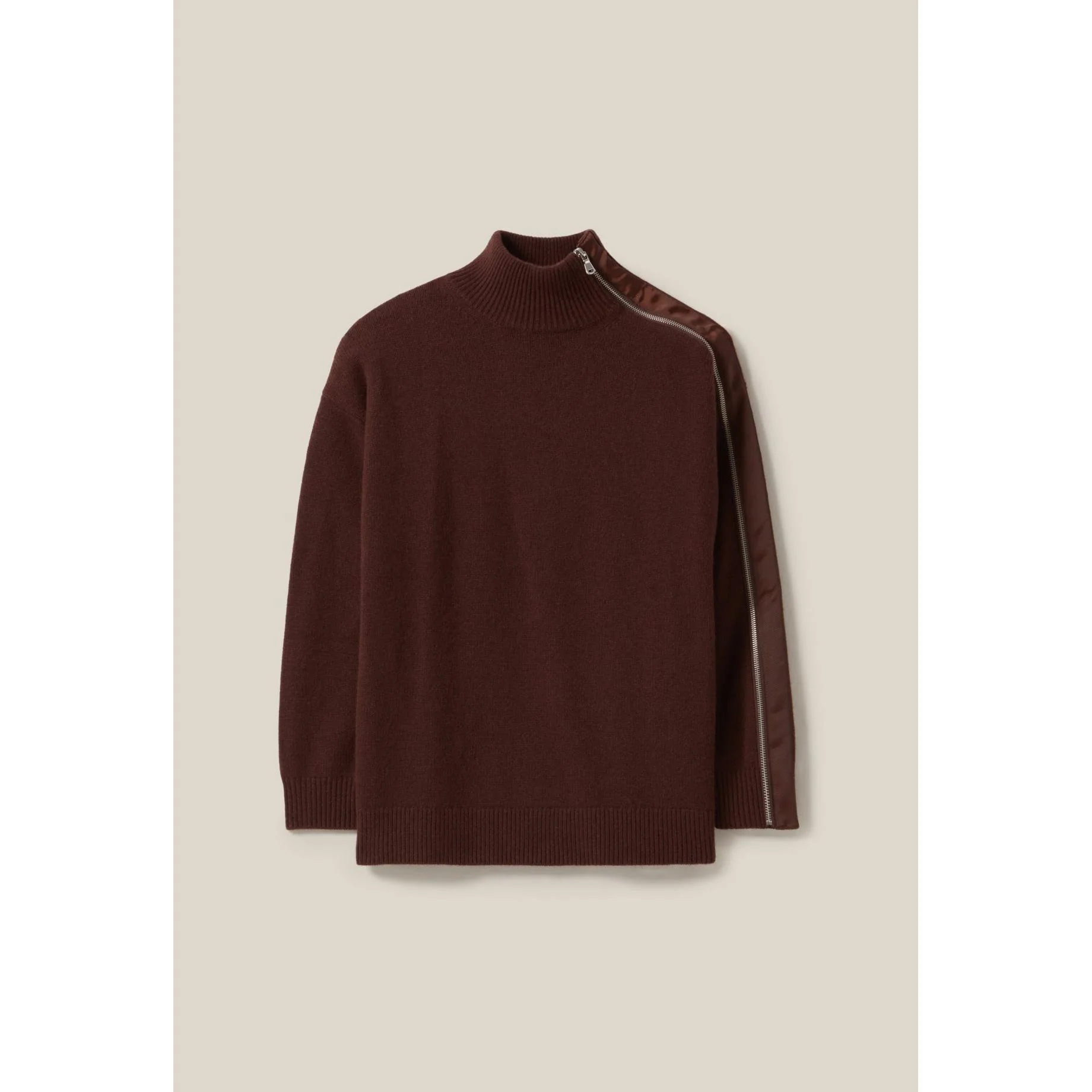 Pull Col Montant Zippé Marron - Image 7