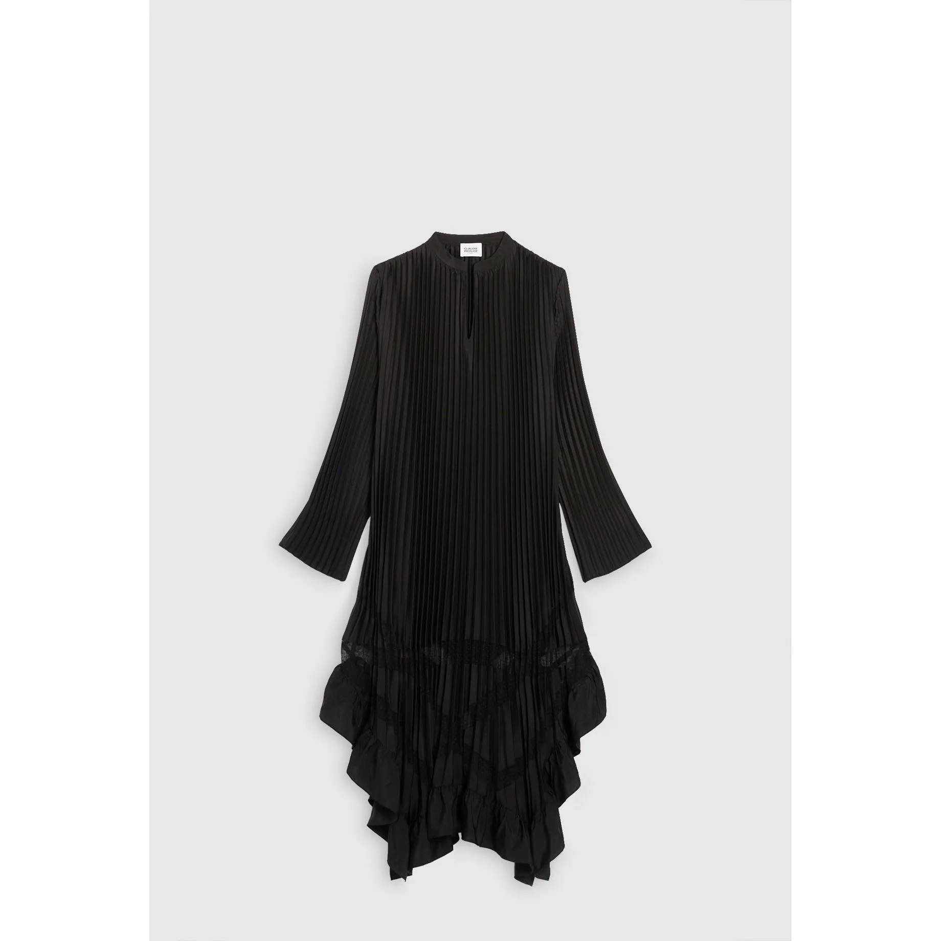 Robe Noire Longue Plissée À Volants - Image 8