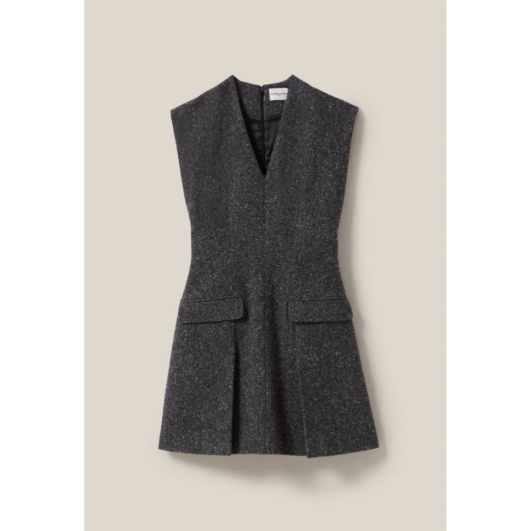 Robe Grise Cintrée Tailleur Tweed - Image 6