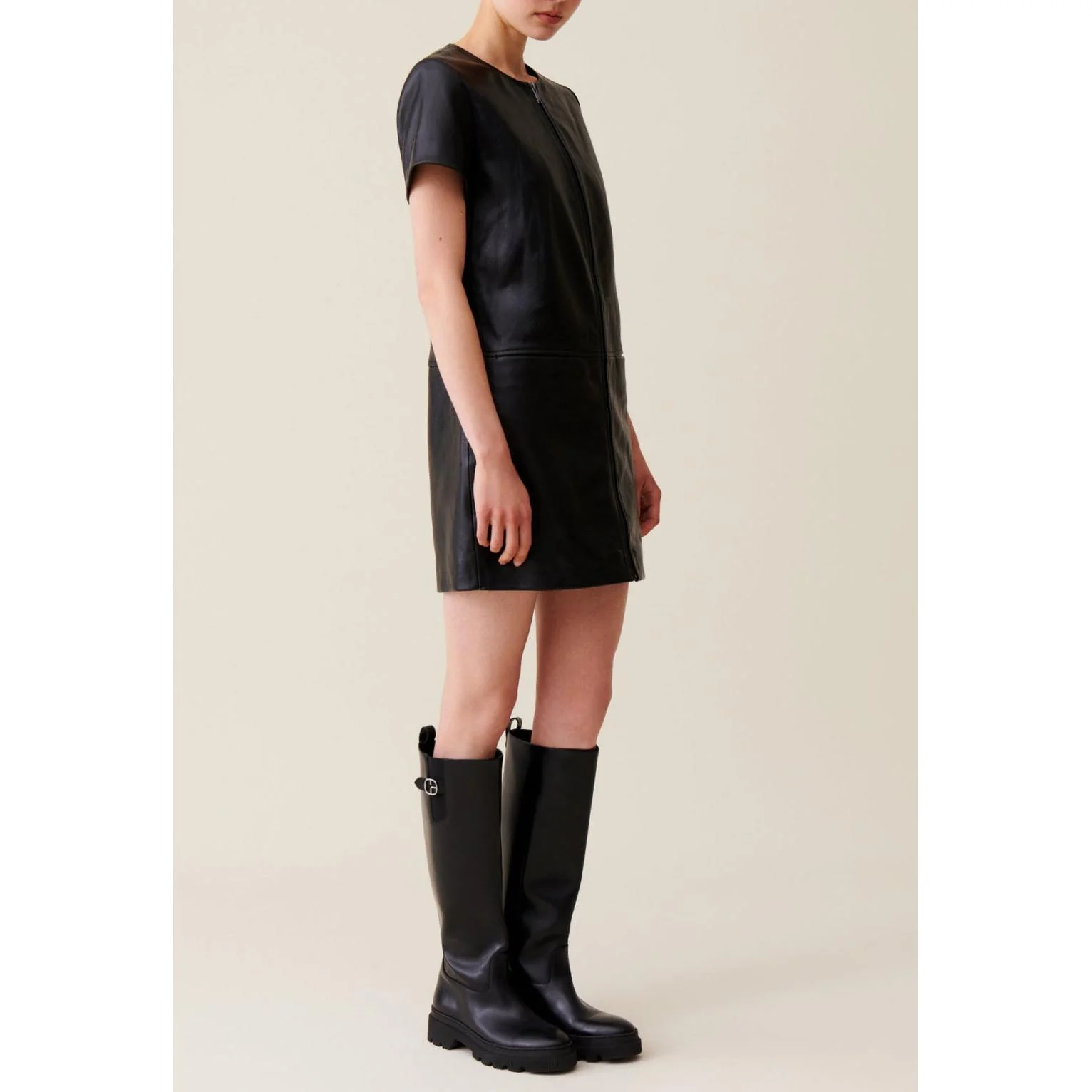 Robe Cuir Courte Zippée - Image 3