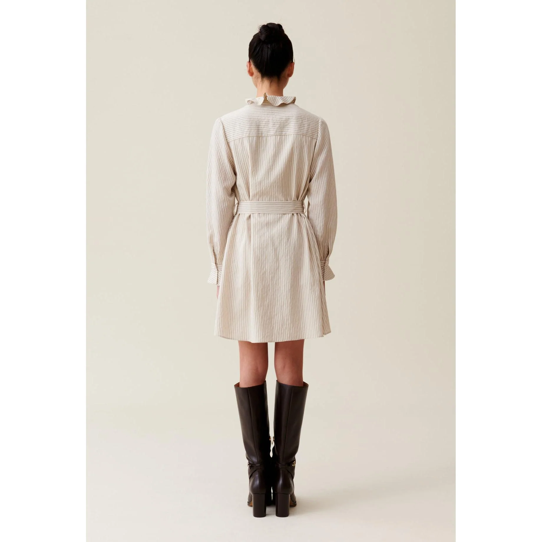 Robe Rayée Col Volanté - Image 5