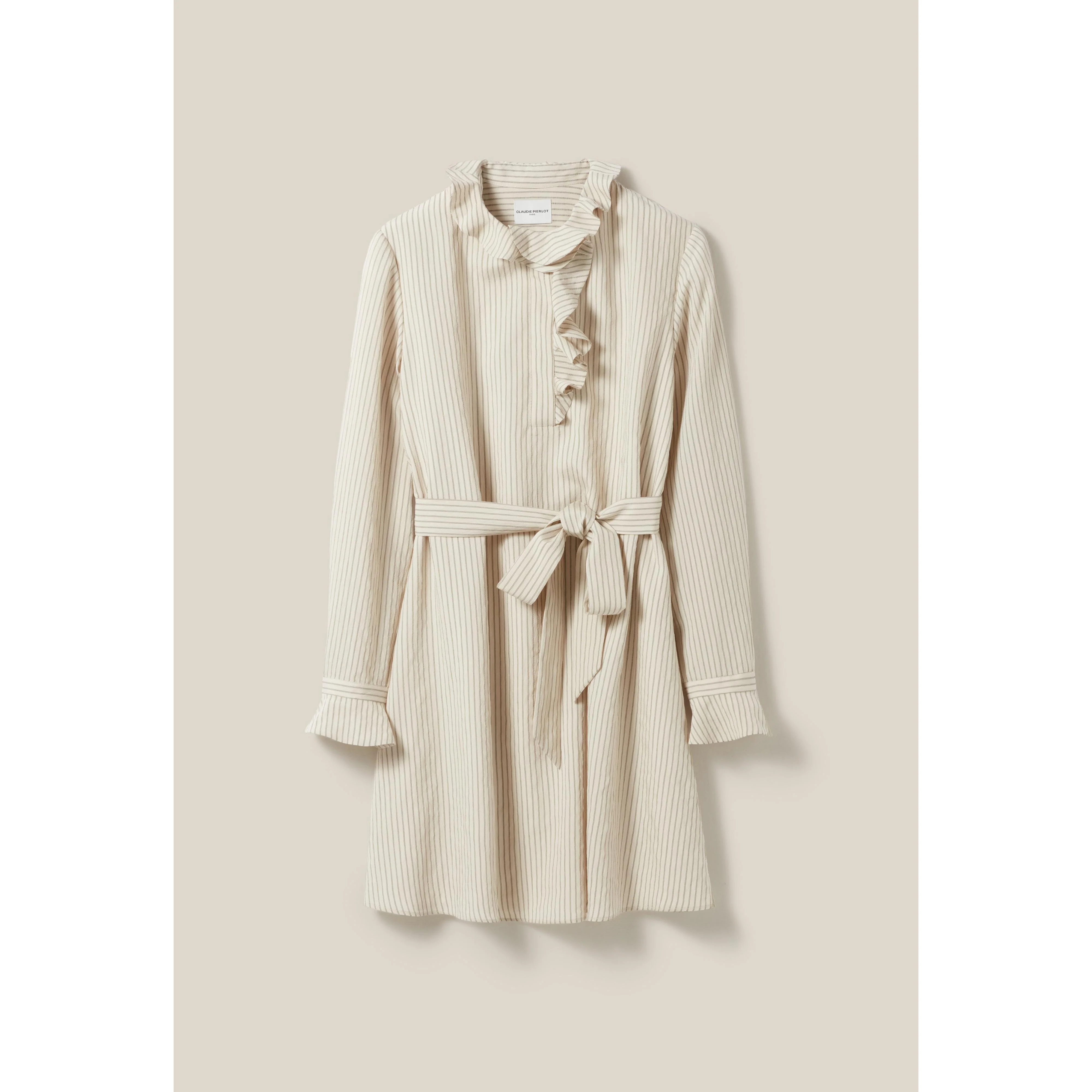 Robe Rayée Col Volanté - Image 7