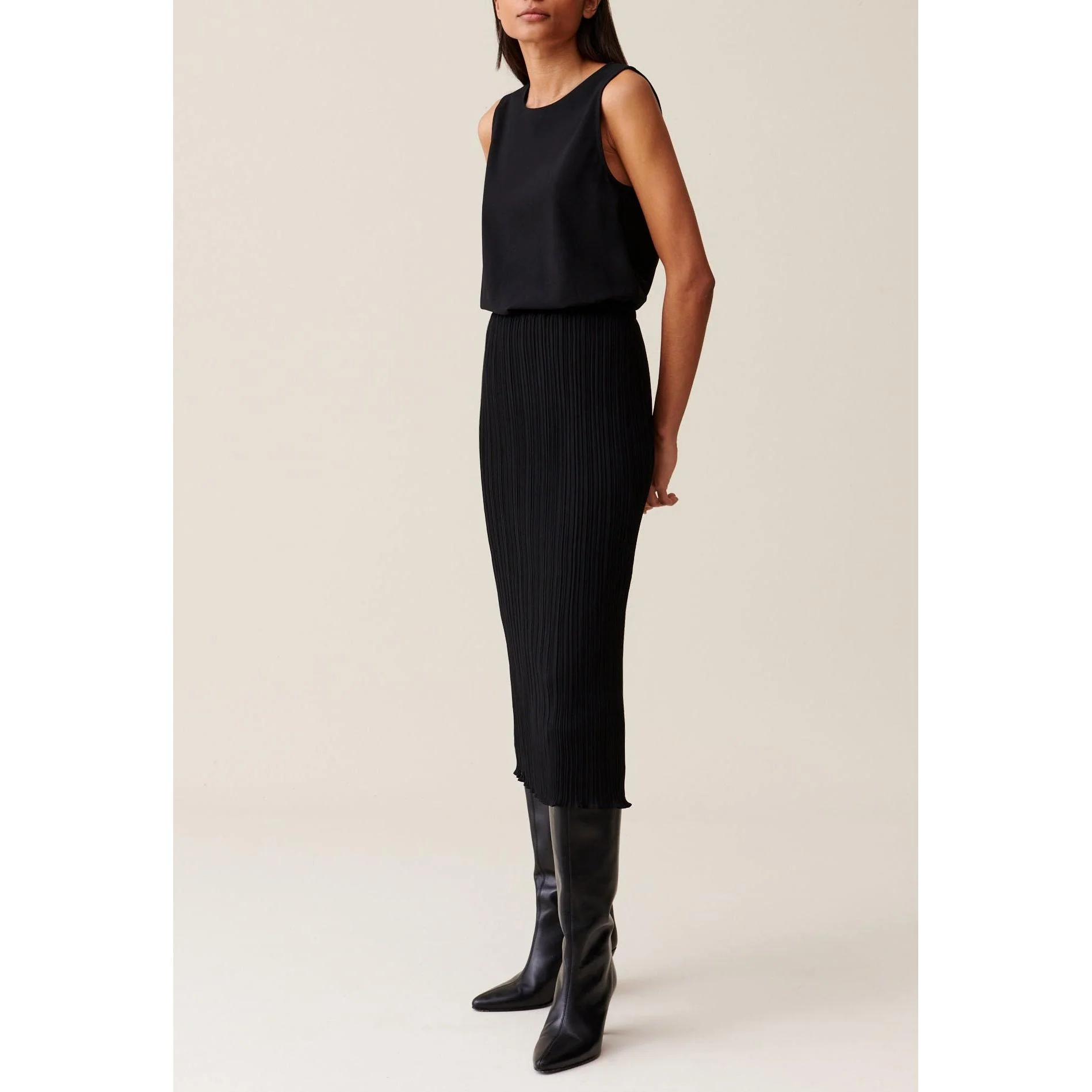 Robe 7/8Ème Col Rond Élastiquée - Image 2