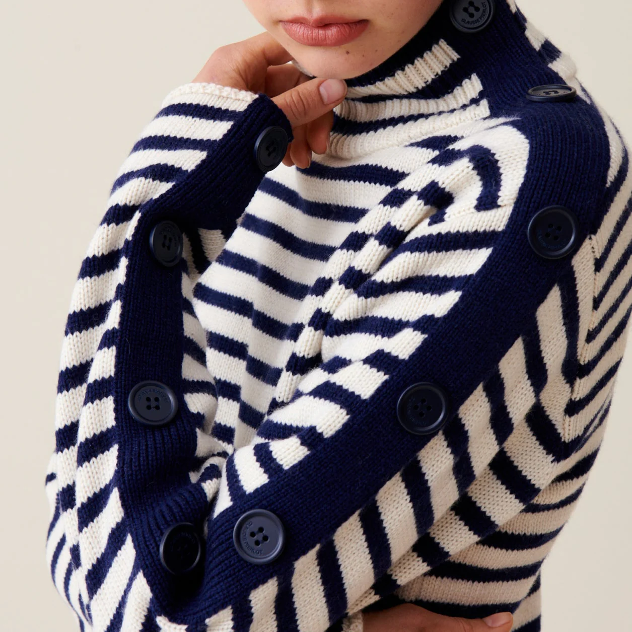 Robe Marinière Maille Col Montant - Image 2