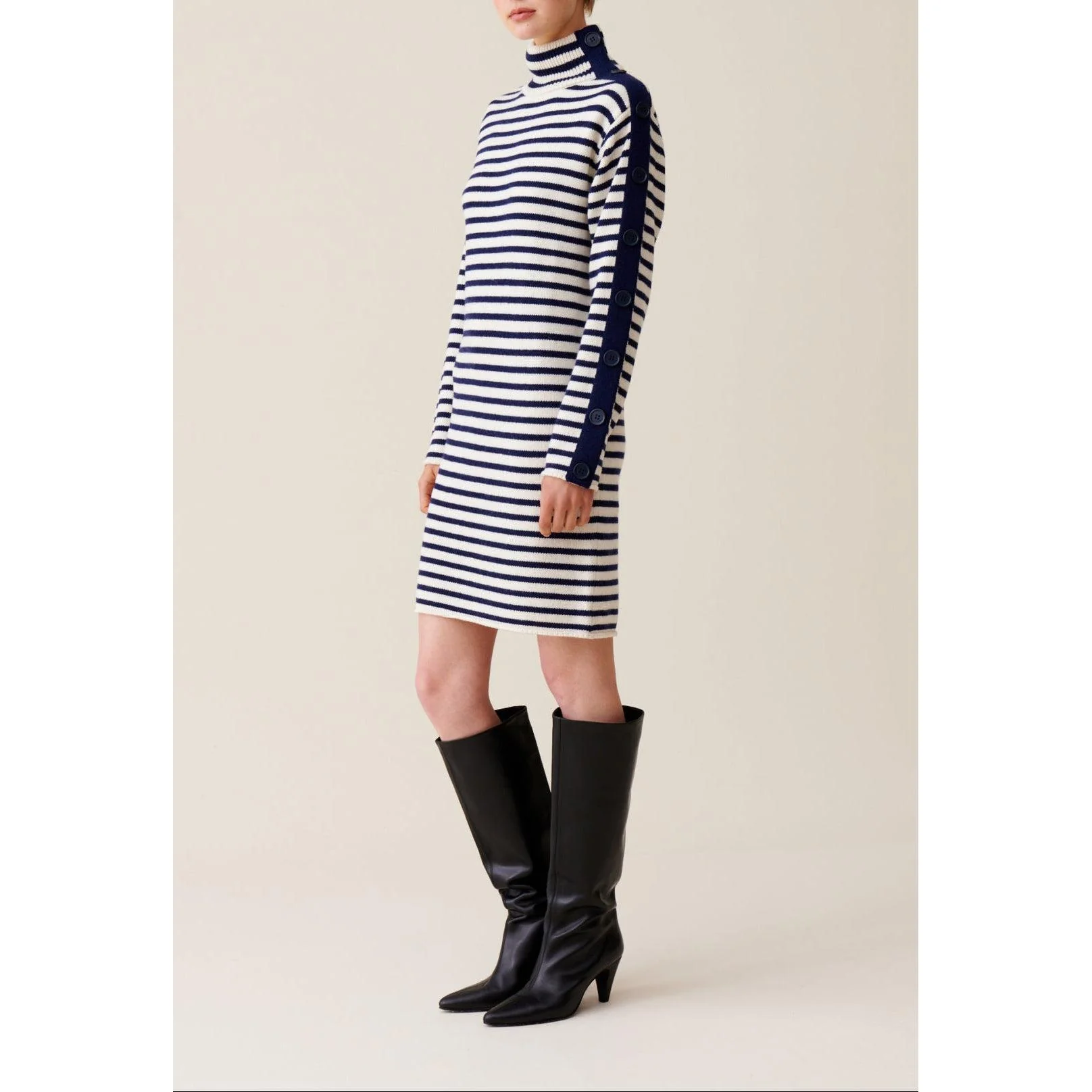 Robe Marinière Maille Col Montant - Image 3