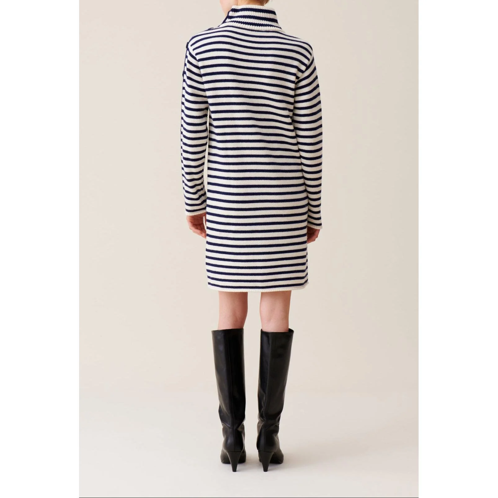 Robe Marinière Maille Col Montant - Image 4