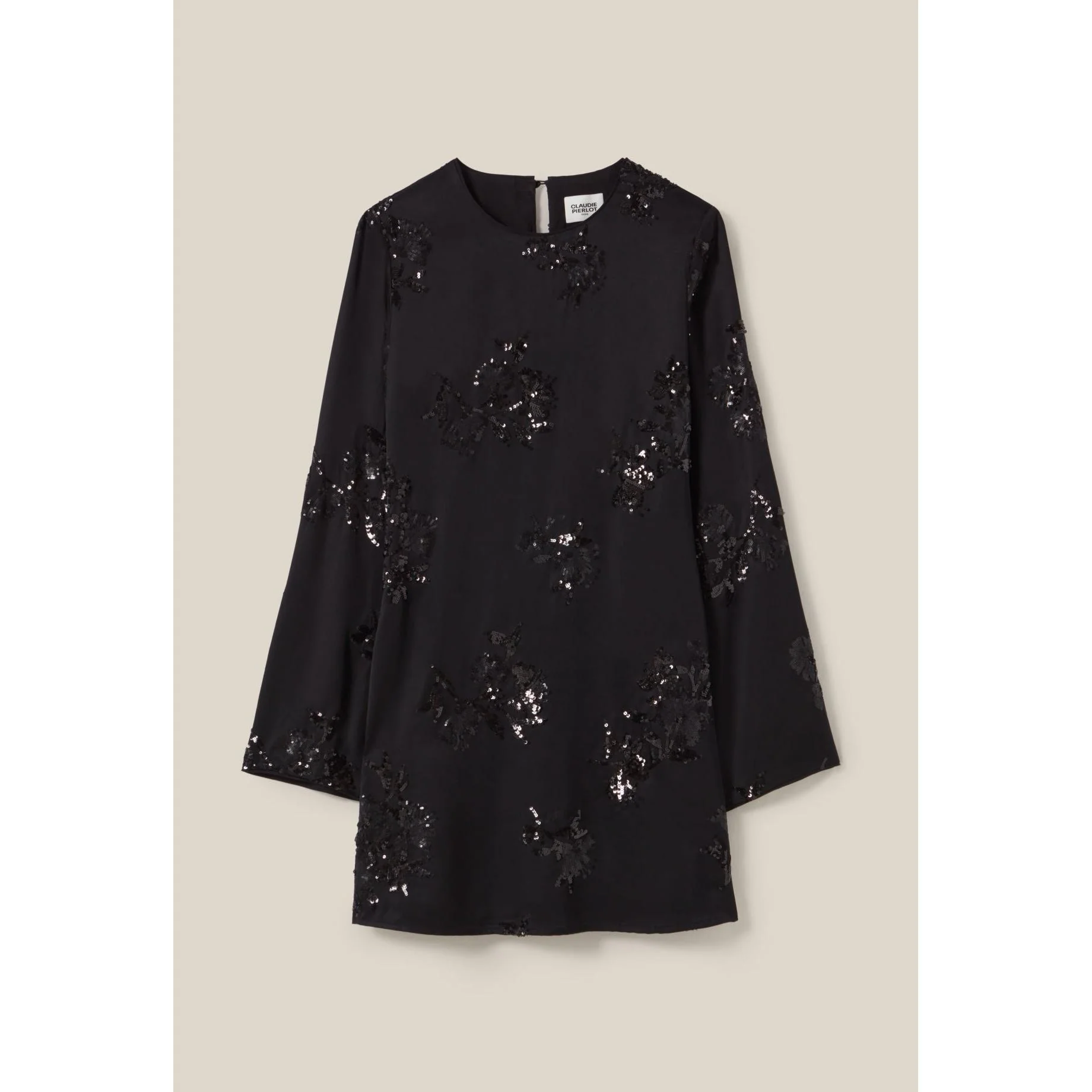 Robe Courte Noire Sequins Brodés - Image 7