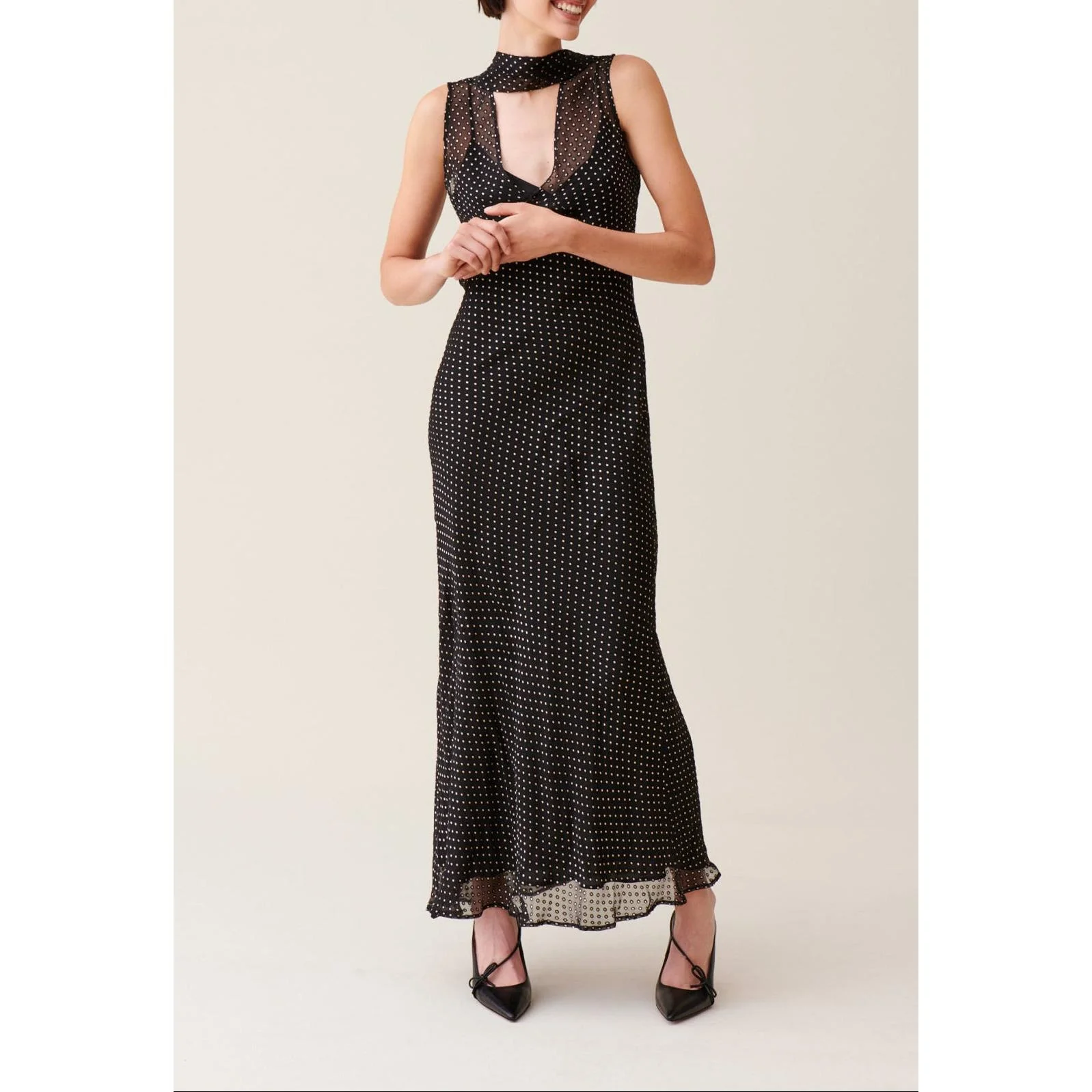 Robe Longue Transparente À Pois - Image 3