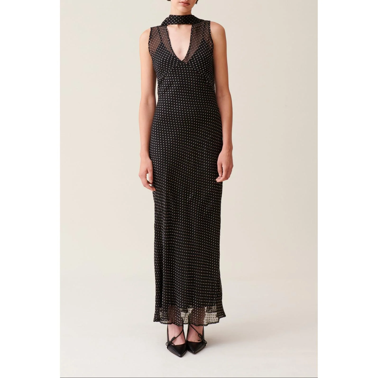 Robe Longue Transparente À Pois - Image 4